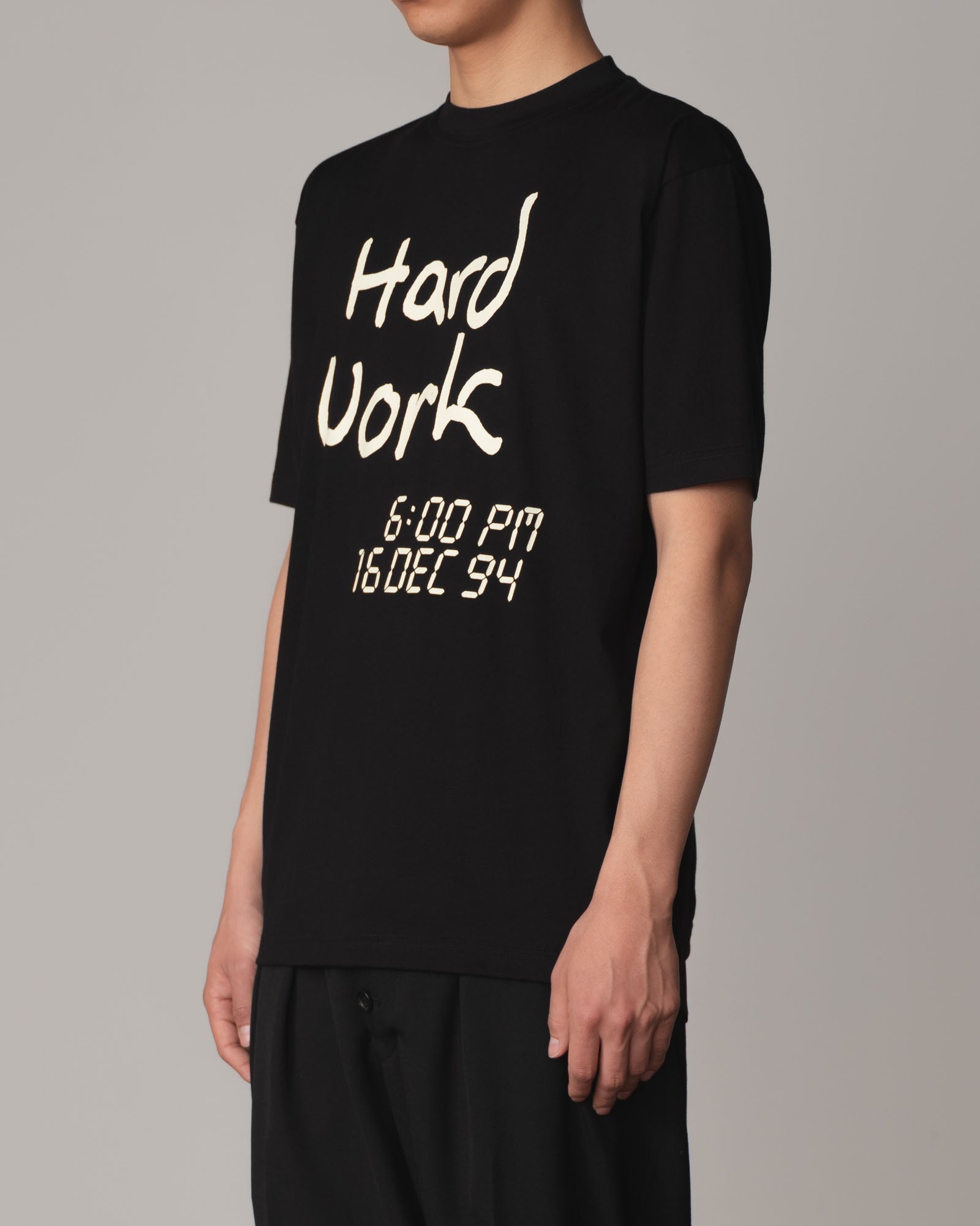 Tshirt Printed- Cotton100% Jersey- Hard Work- Black