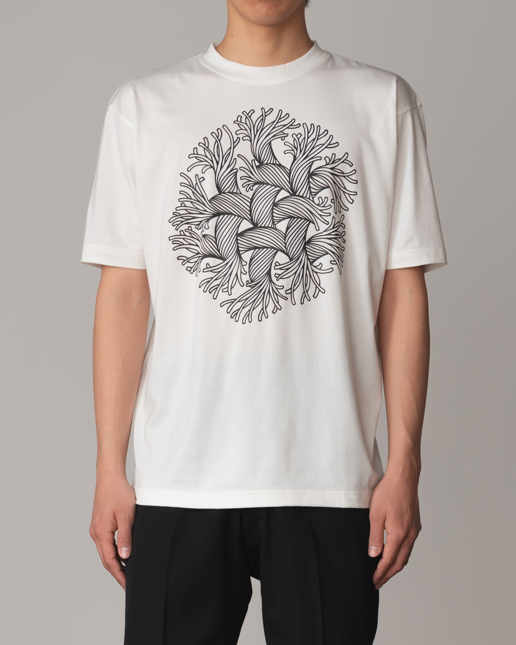 Tshirt Printed- Cotton100% Jersey- Hexa Rope Print- White