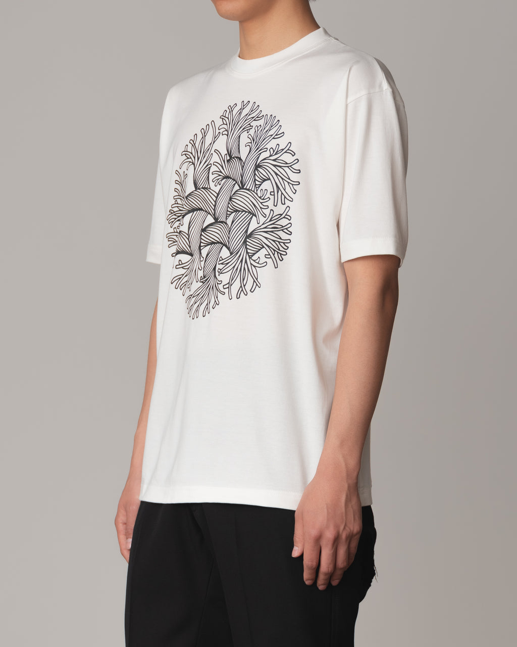 Tshirt Printed- Cotton100% Jersey- Hexa Rope Print- White