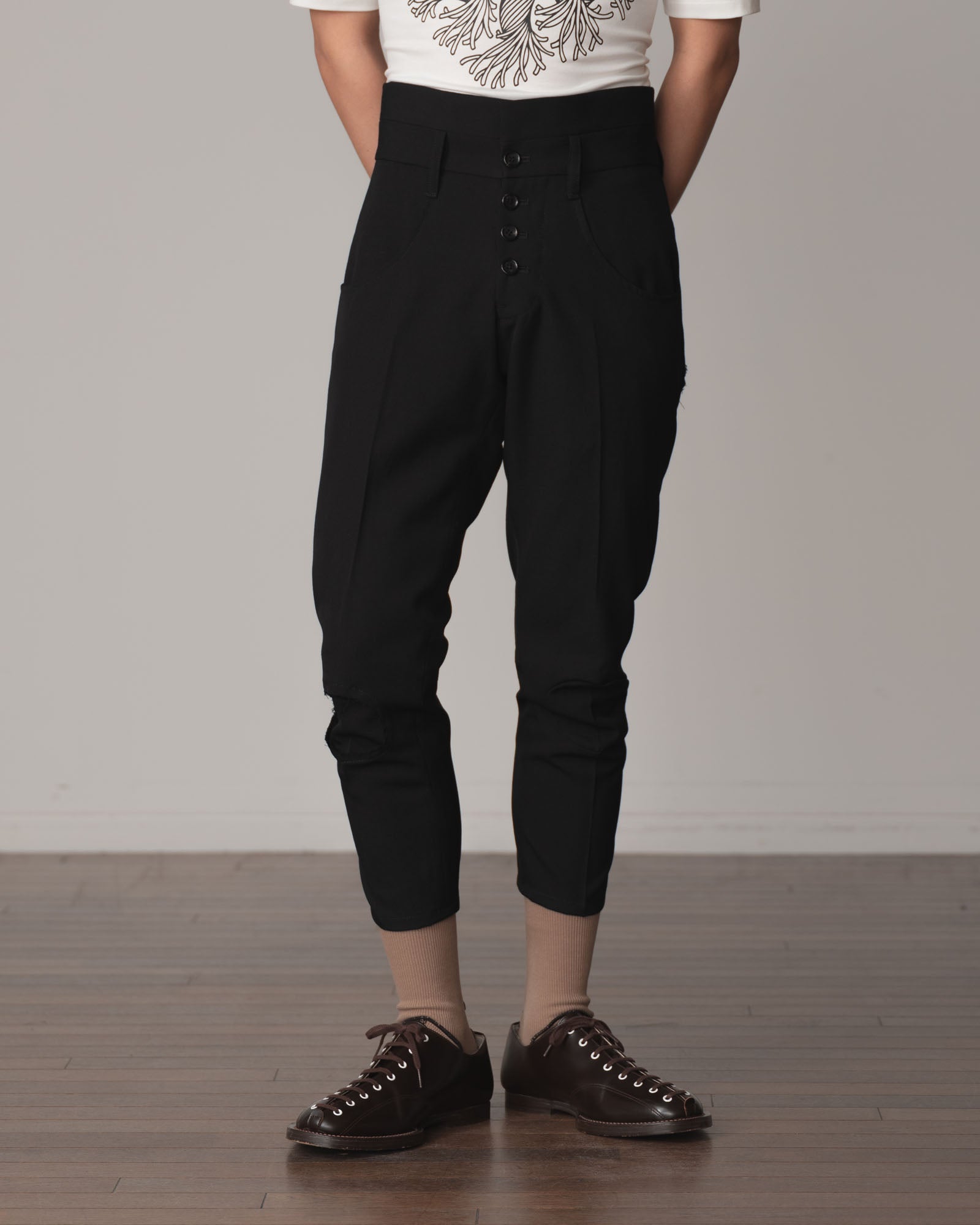 Trousers 103 Wide- Cotton100% Span- Black Stitch- Black