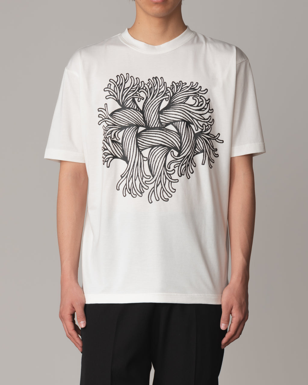Tshirt Printed- Cotton100% Jersey- Embroidery Rope- White