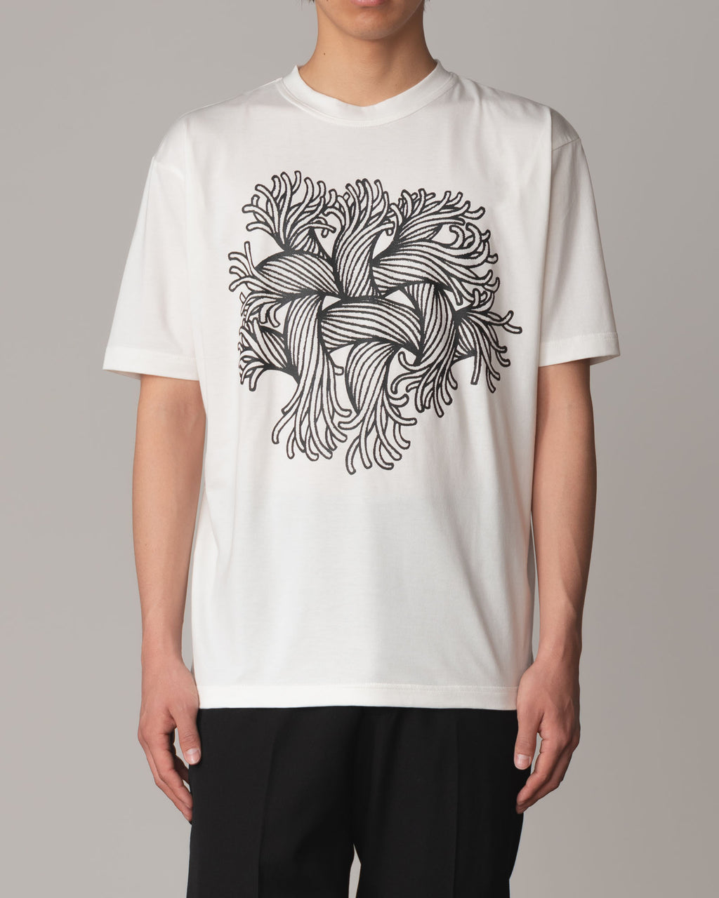 Tshirt Printed- Cotton100% Jersey- Embroidery Rope- White