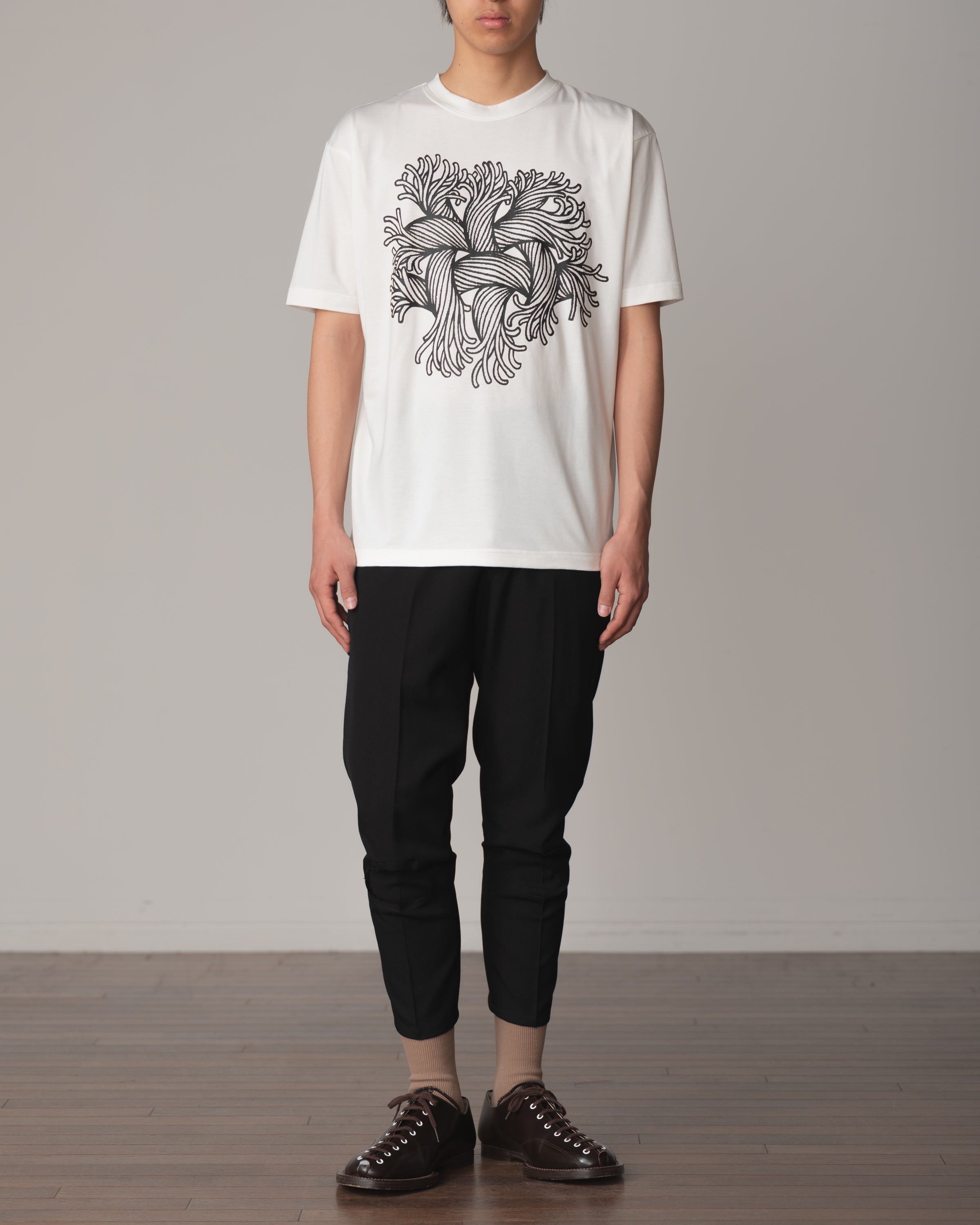 Tshirt Printed- Cotton100% Jersey- Embroidery Rope Print- White