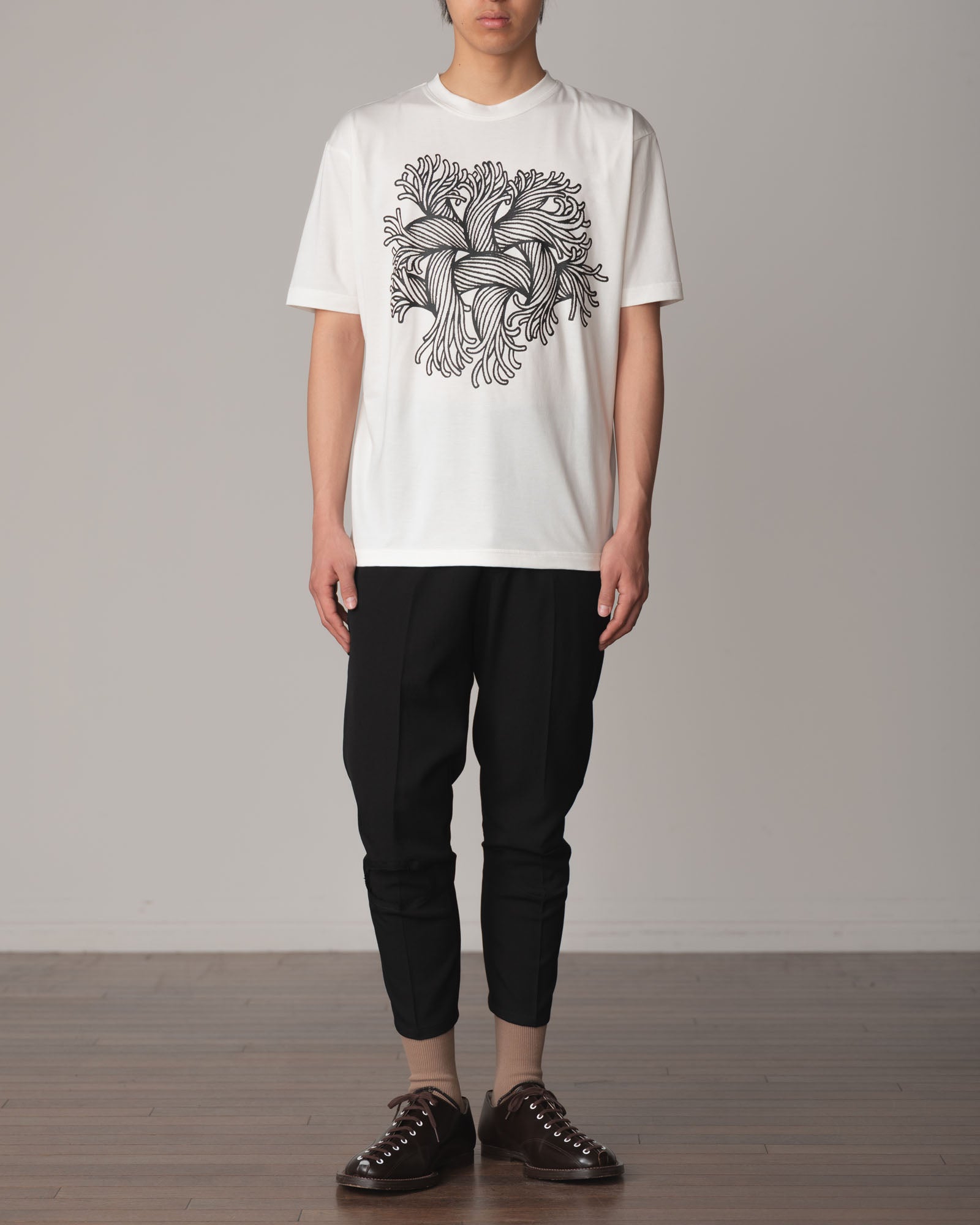 Tshirt Printed- Cotton100% Jersey- Embroidery Rope- White