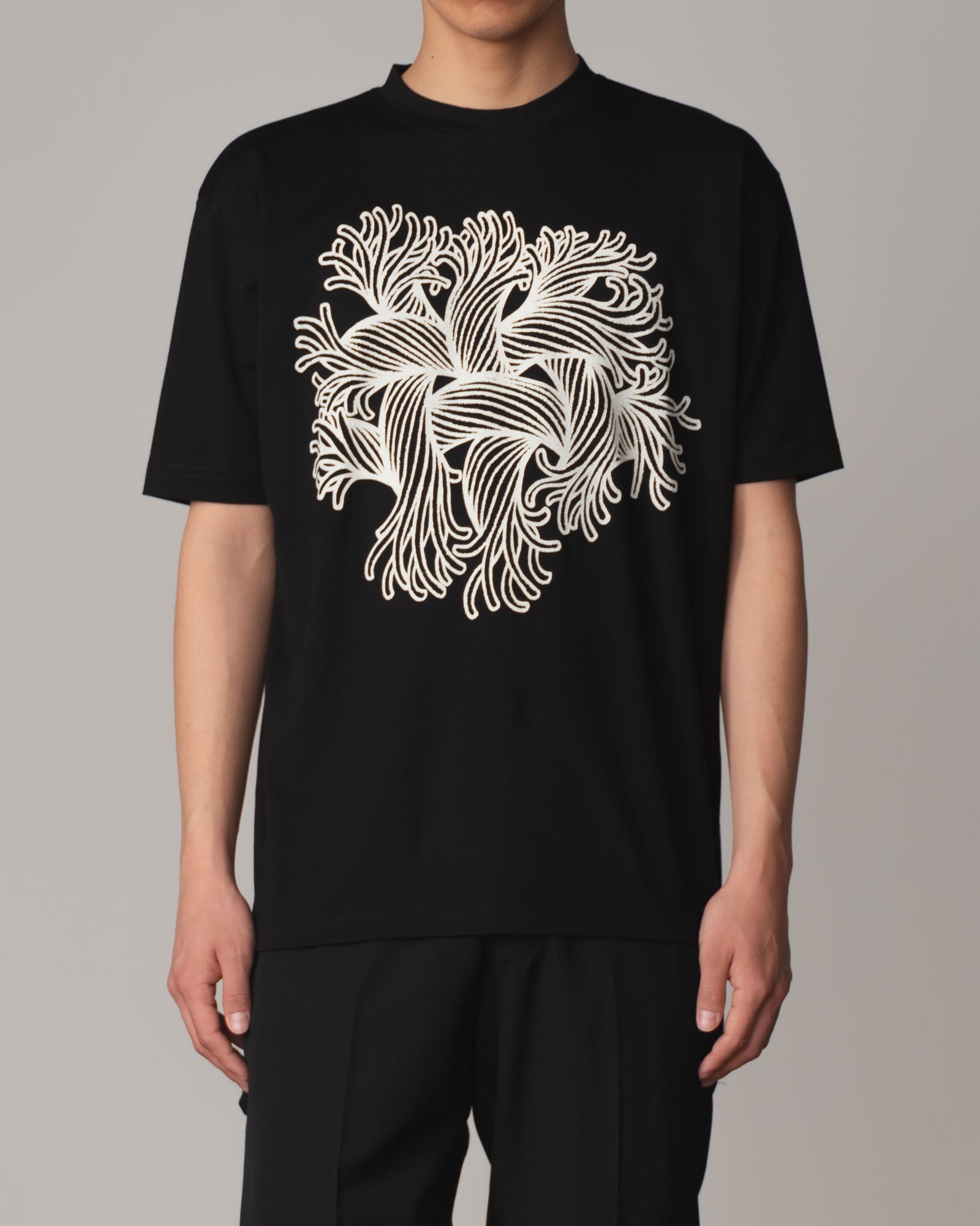 Tshirt Printed- Cotton100% Jersey- Embroidery Rope Print- Black