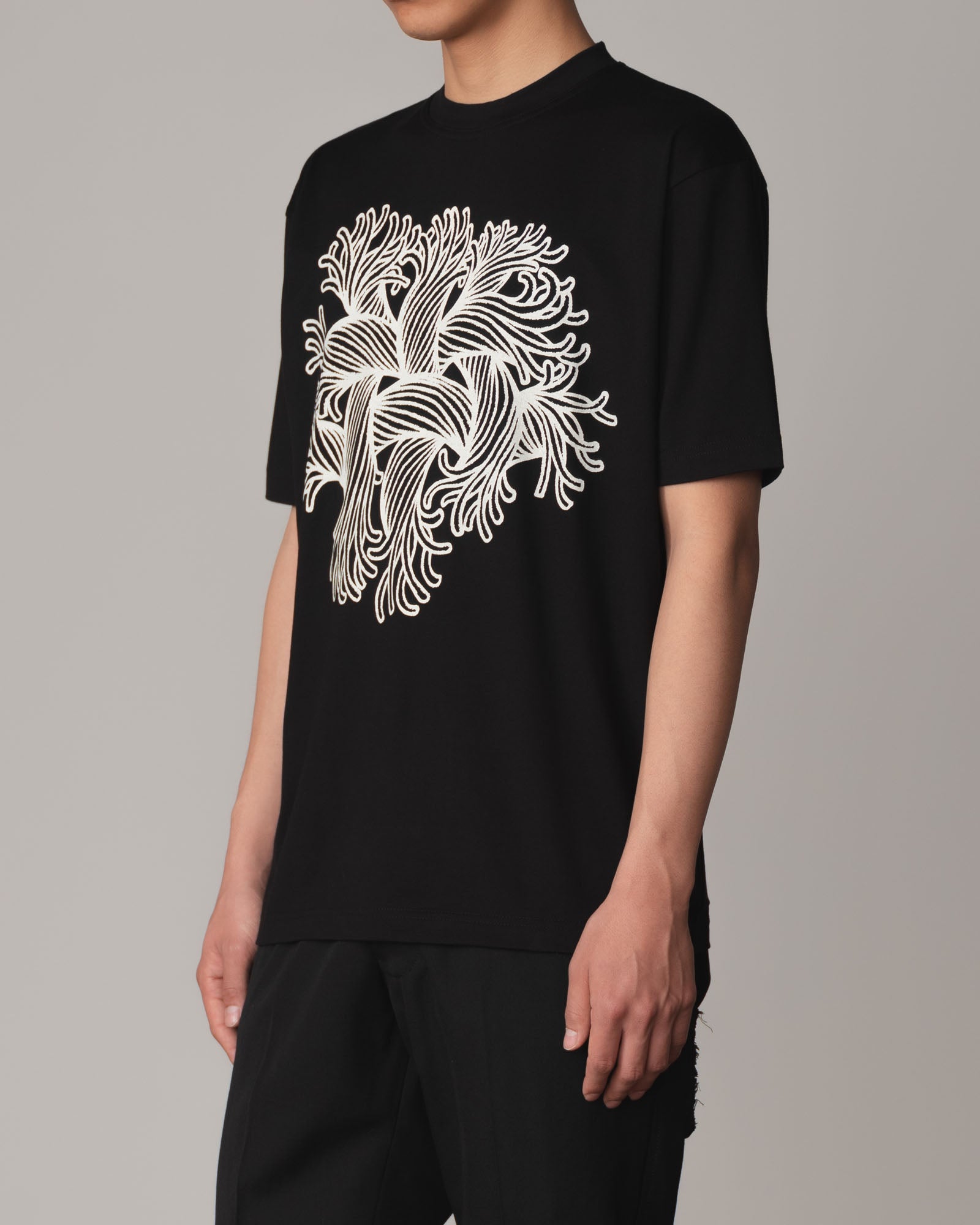 Tshirt Printed- Cotton100% Jersey- Embroidery Rope Print- Black