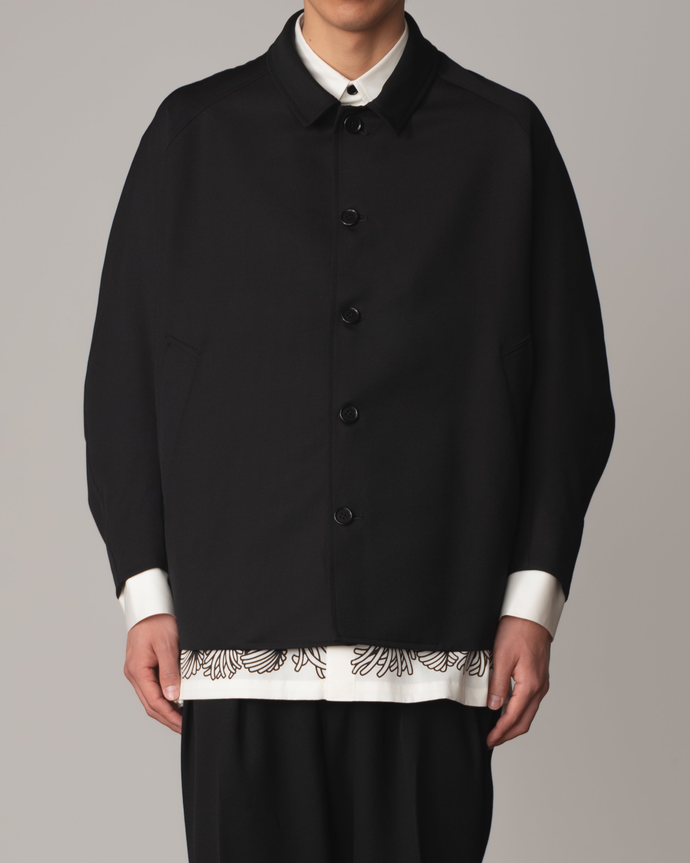 Jacket 19236- Wool100% Gabardine- Black