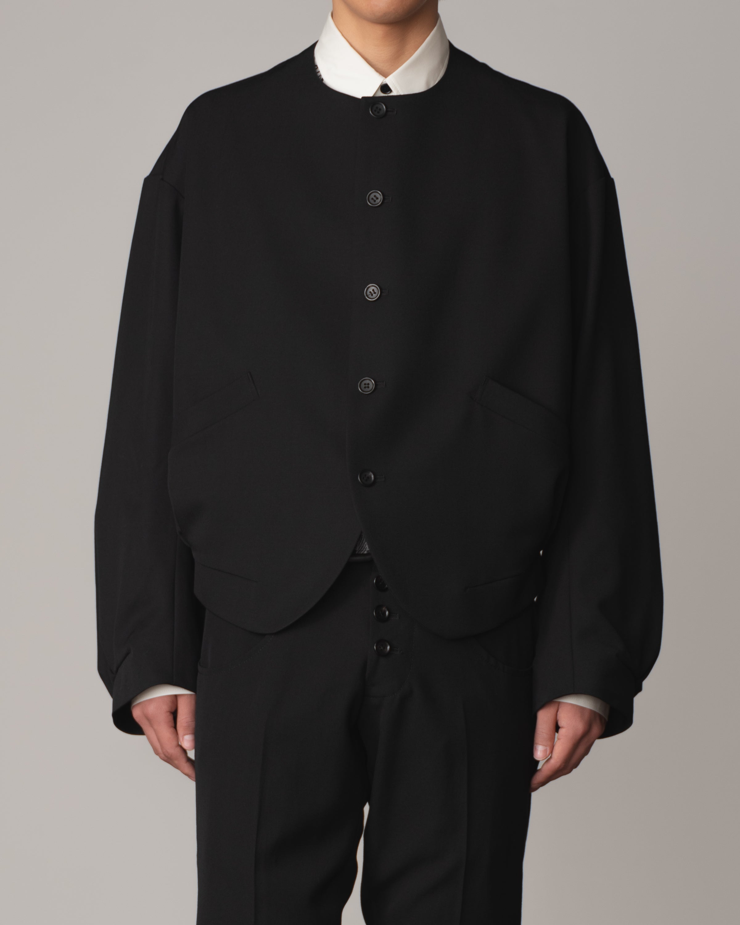 Jacket 8- Wool100% Gabardine- Embroidery Back Print- Black