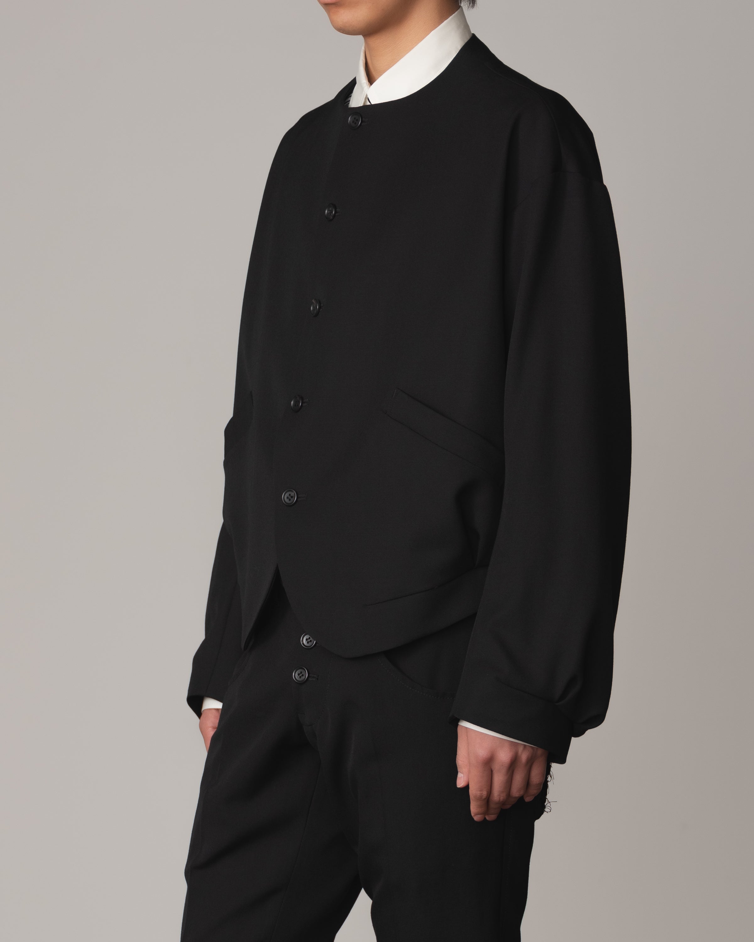 Jacket 8- Wool100% Gabardine- Embroidery Back Print- Black