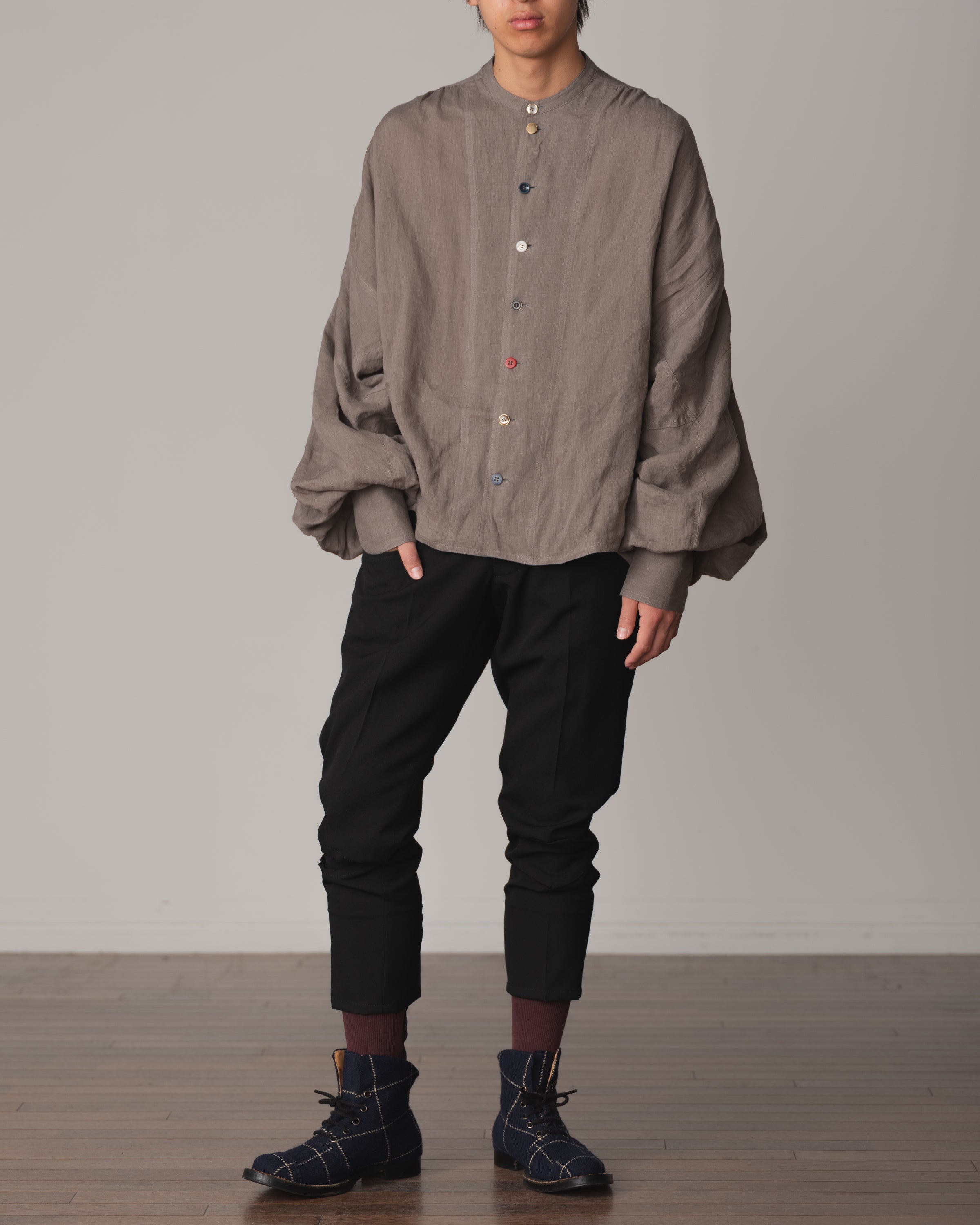 Shirt 87A- Linen100%- Light Grey