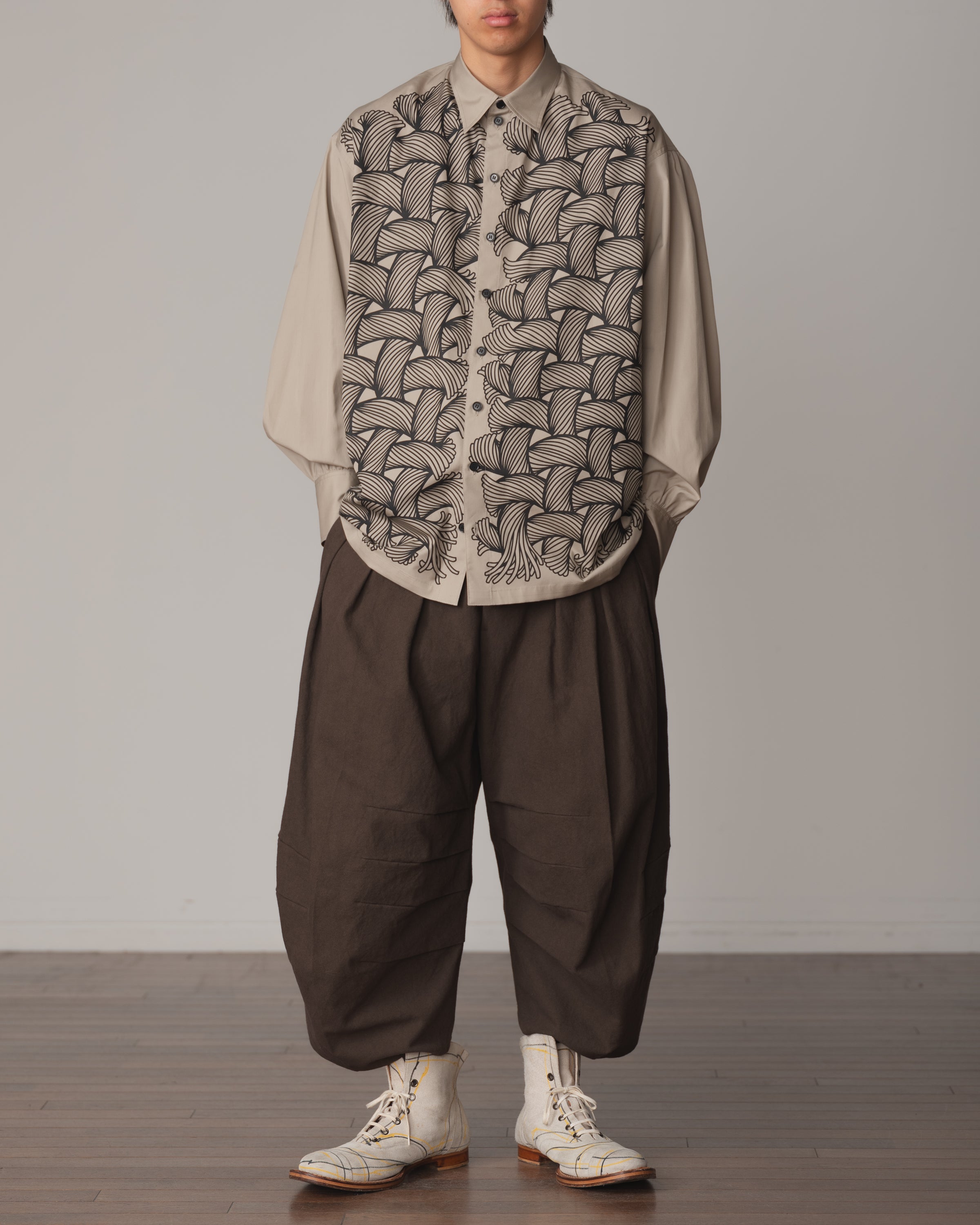 Shirt 893- Cotton100% Broad 100- 89 Pattern Rope- Grey Beige