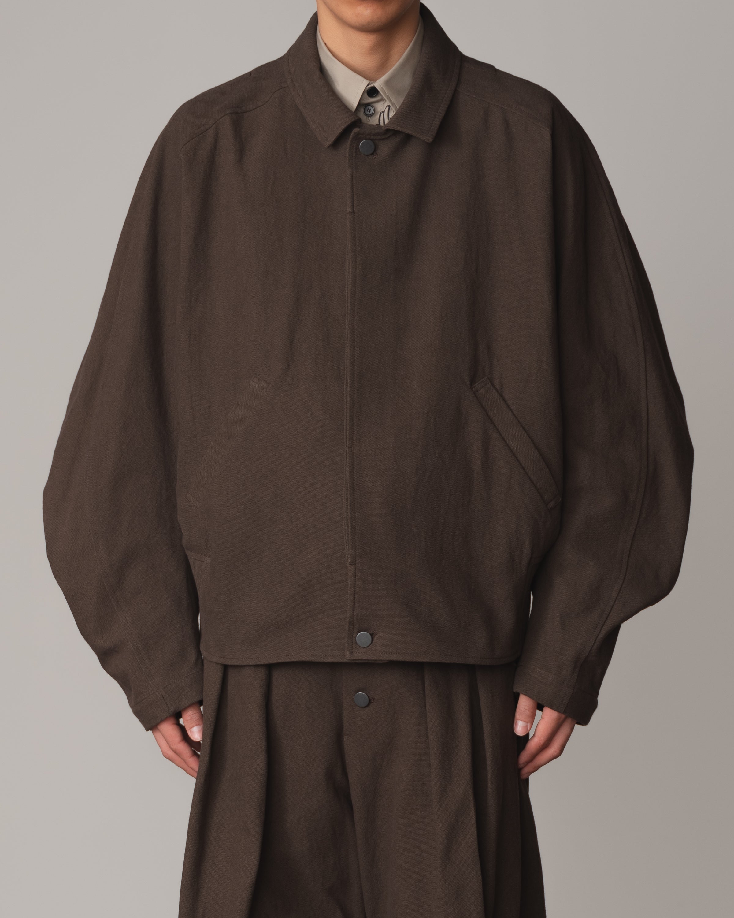 Jacket 191B- Cotton100% Oxford Print- Embroidery Rope Print- Brown