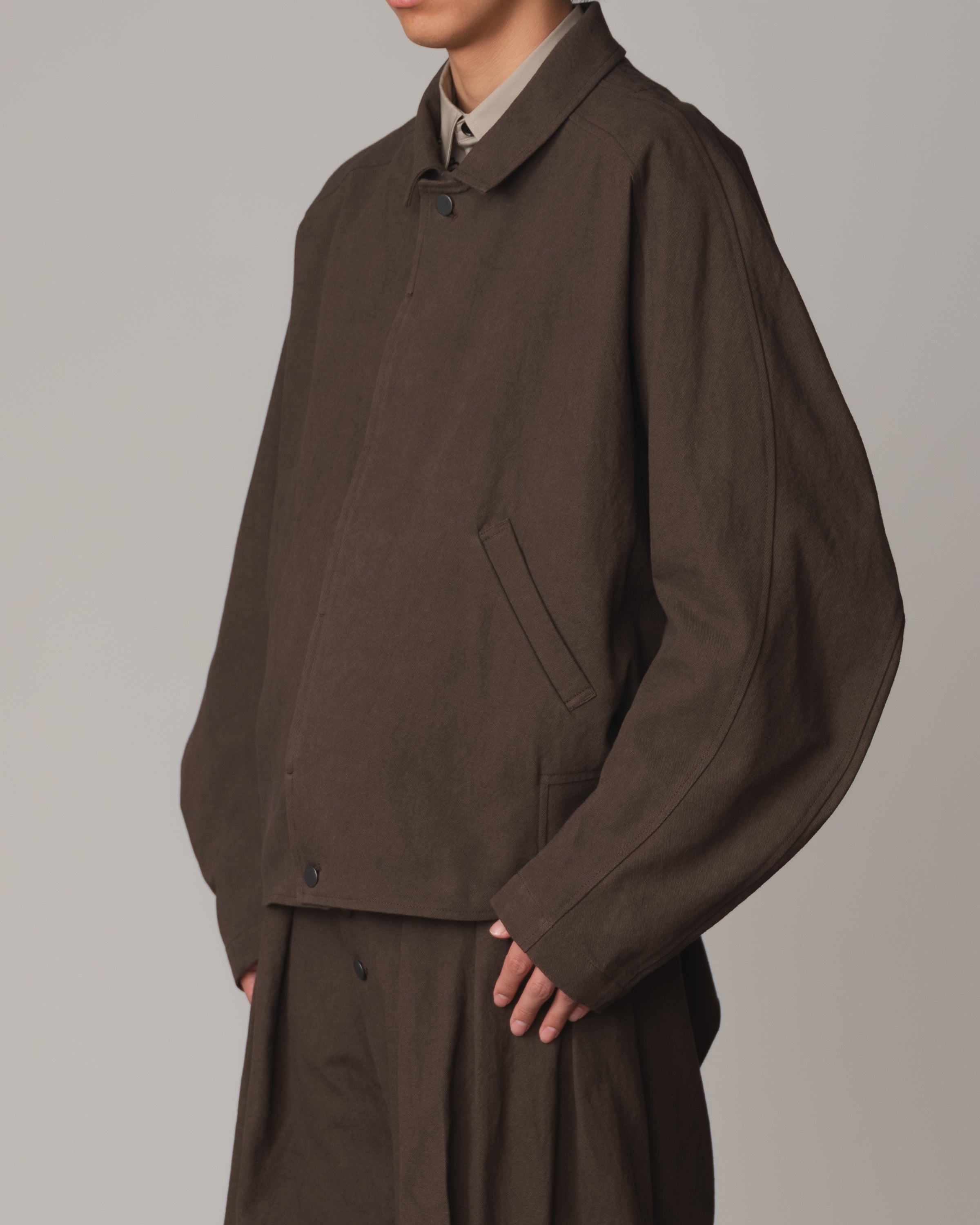 Jacket 191B- Cotton100% Oxford Print- Embroidery Rope Print- Brown