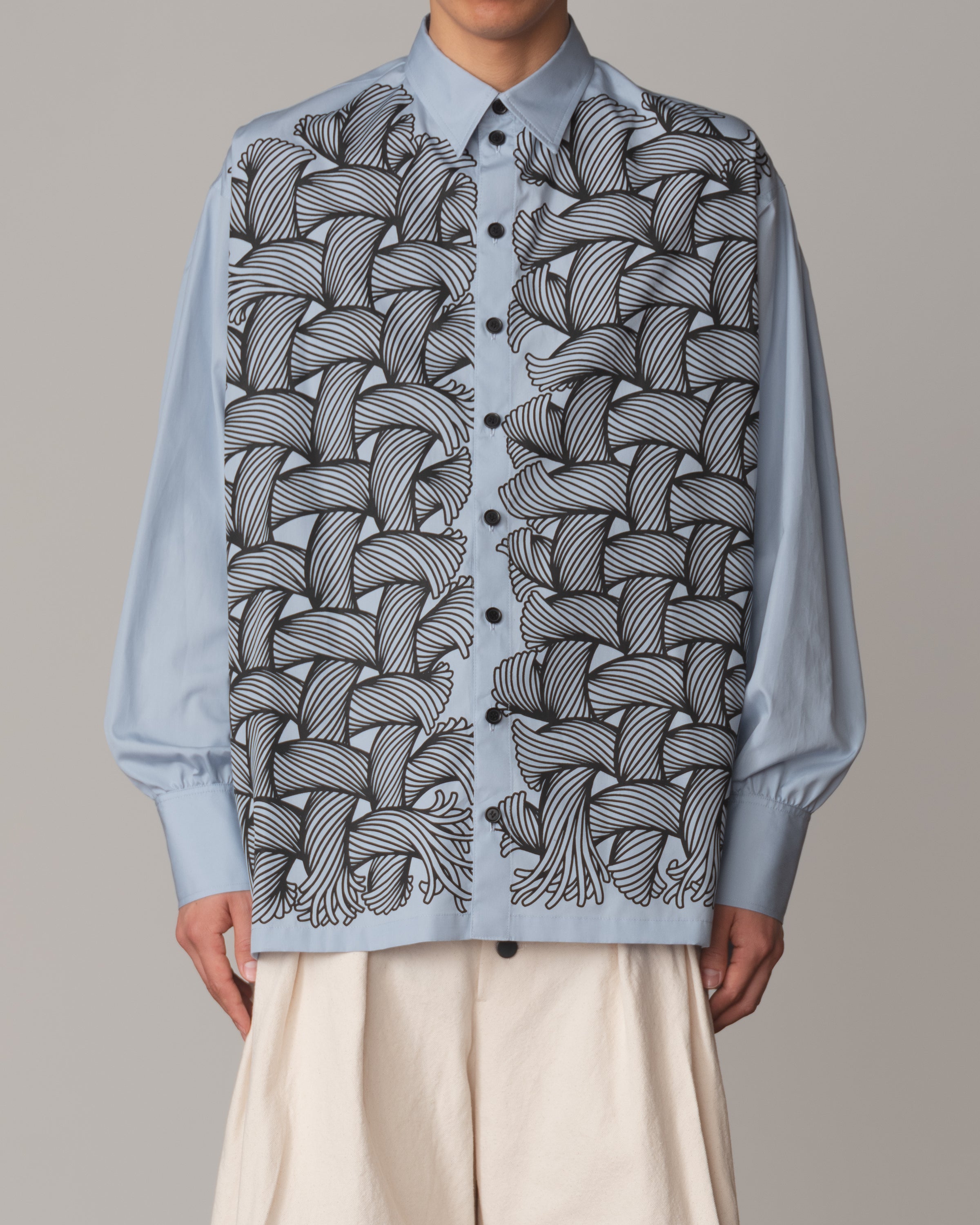 Shirt 893- Cotton100% Broad 100- 89 Pattern Rope Print- Grey Blue