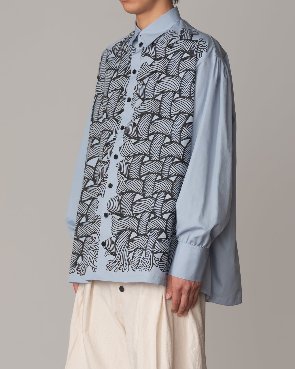 Shirt 893- Cotton100% Broad 100- 89 Pattern Rope Print- Grey Blue