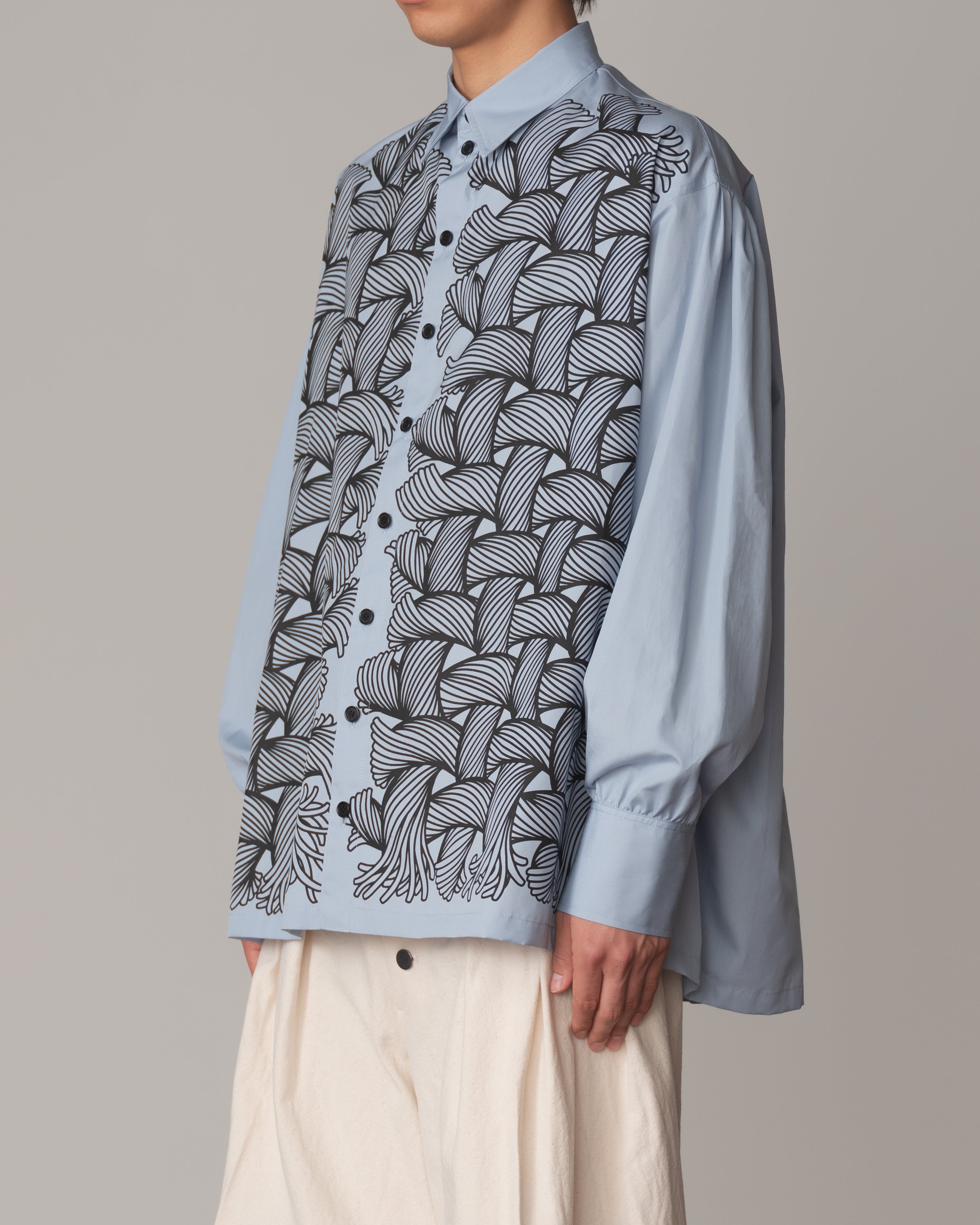 Shirt 893- Cotton100% Broad 100- 89 Pattern Rope Print- Grey Blue