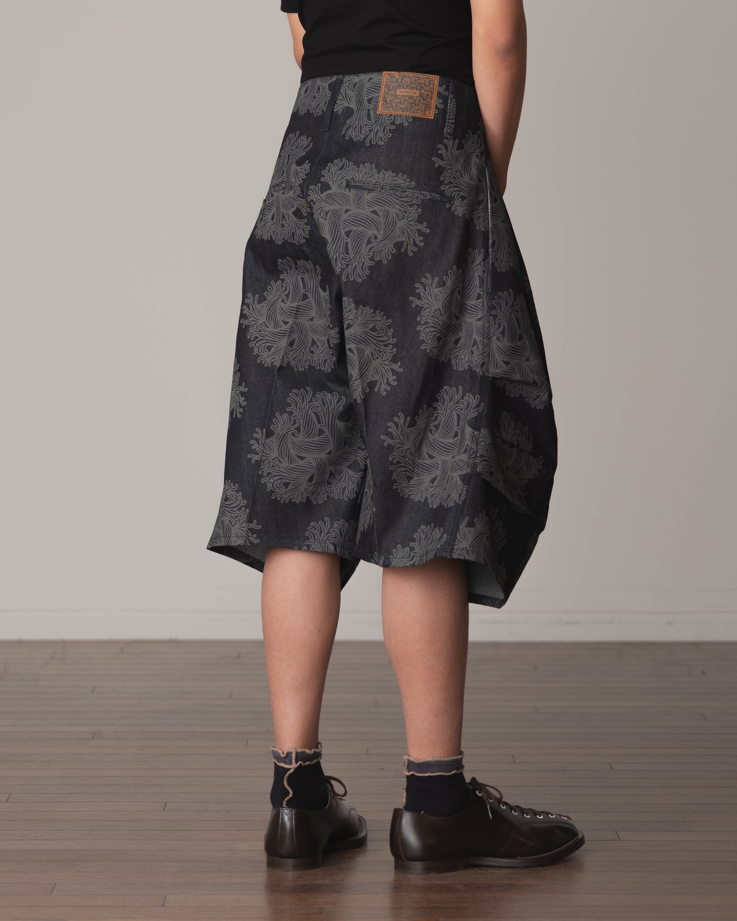 Trousers 64B- Cotton100% Denim Print- Emb Rope- Indigo