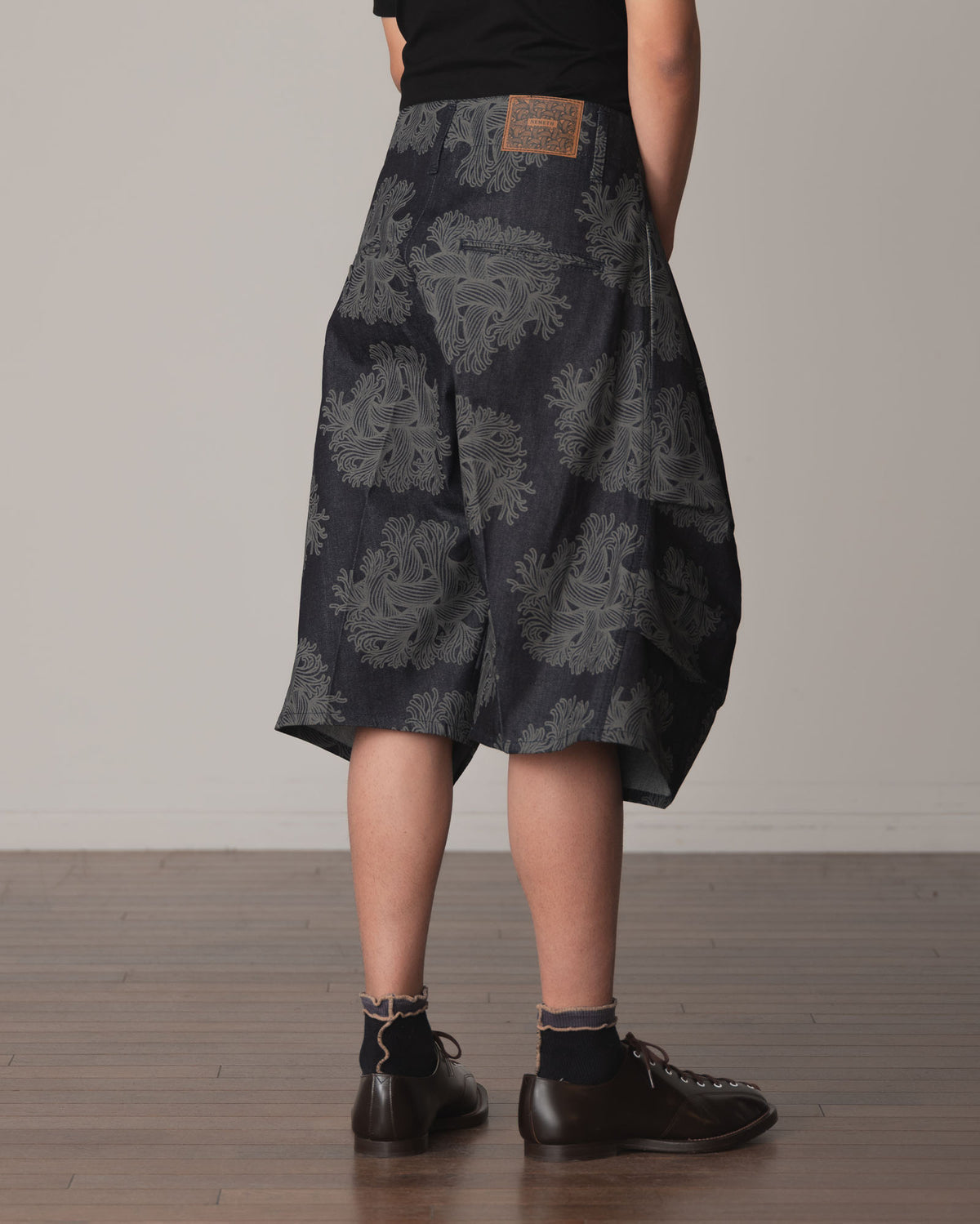 Trousers 64B- Cotton100% Denim Print- Emb Rope- Indigo