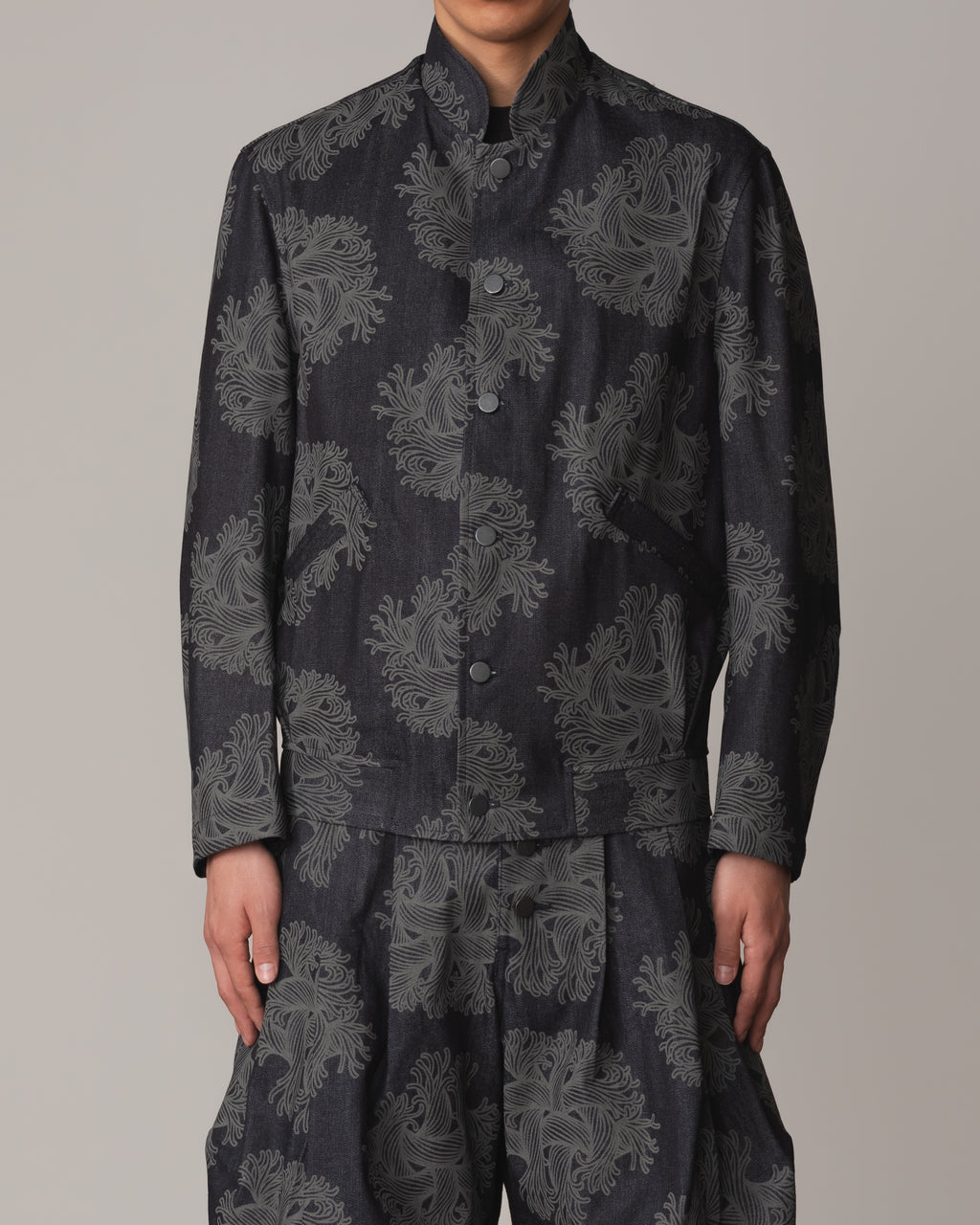 Jacket 3745B- Cotton100% Denim Print- Emb Rope- Indigo