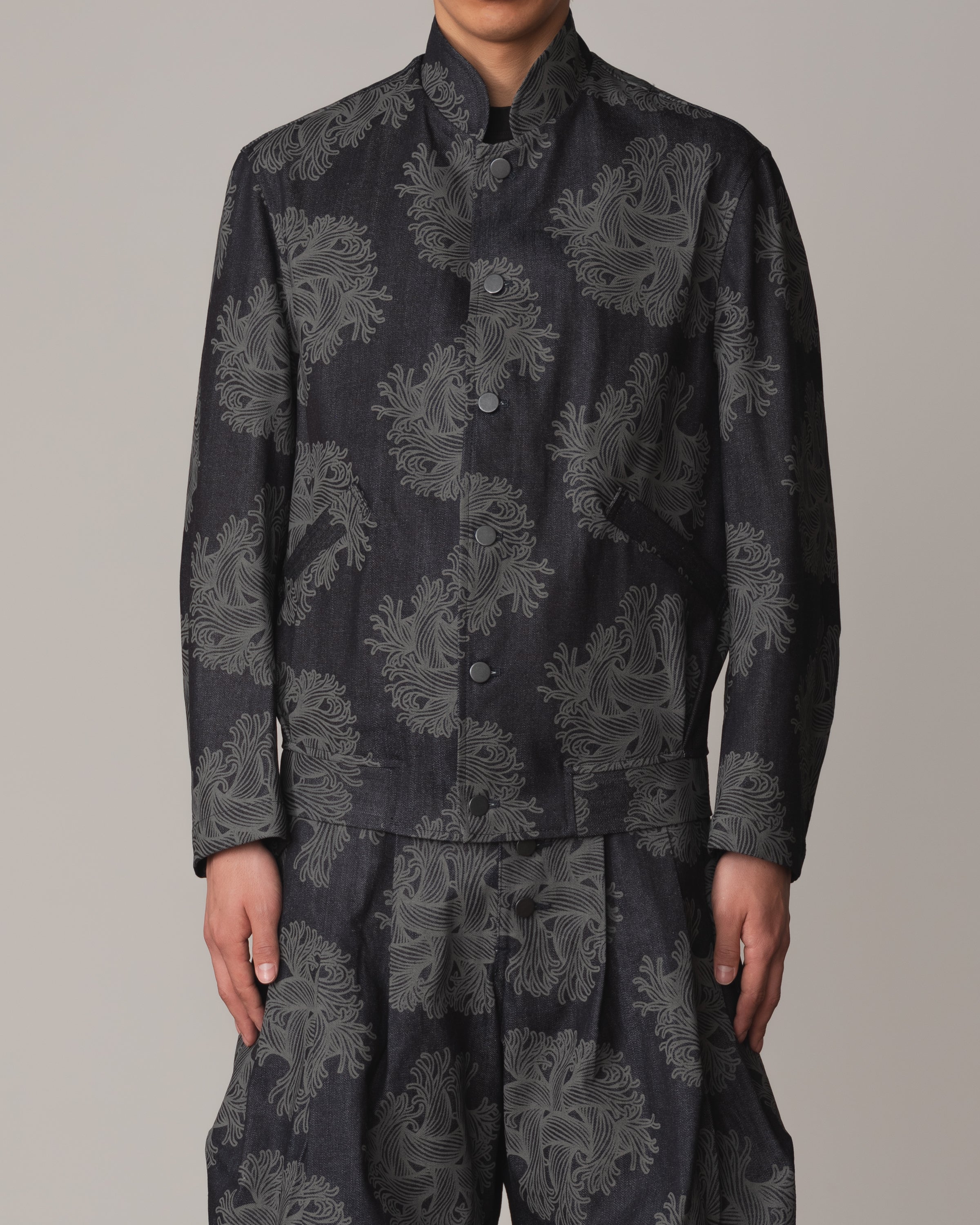 Jacket 3745B- Cotton100% Denim Print- Emb Rope- Indigo