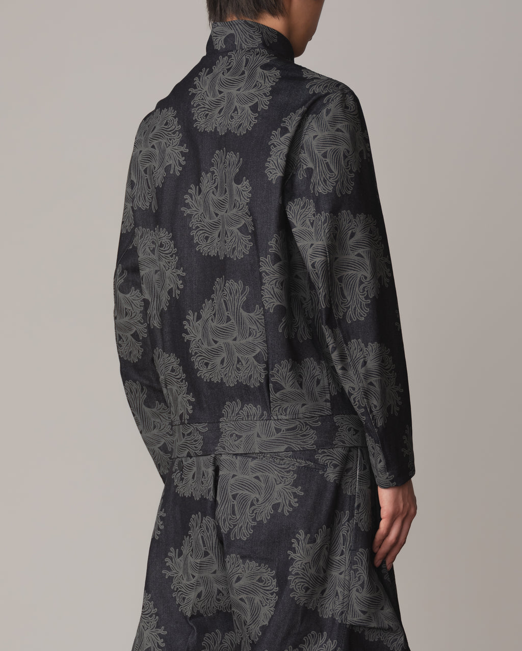 Jacket 3745B- Cotton100% Denim Print- Emb Rope- Indigo