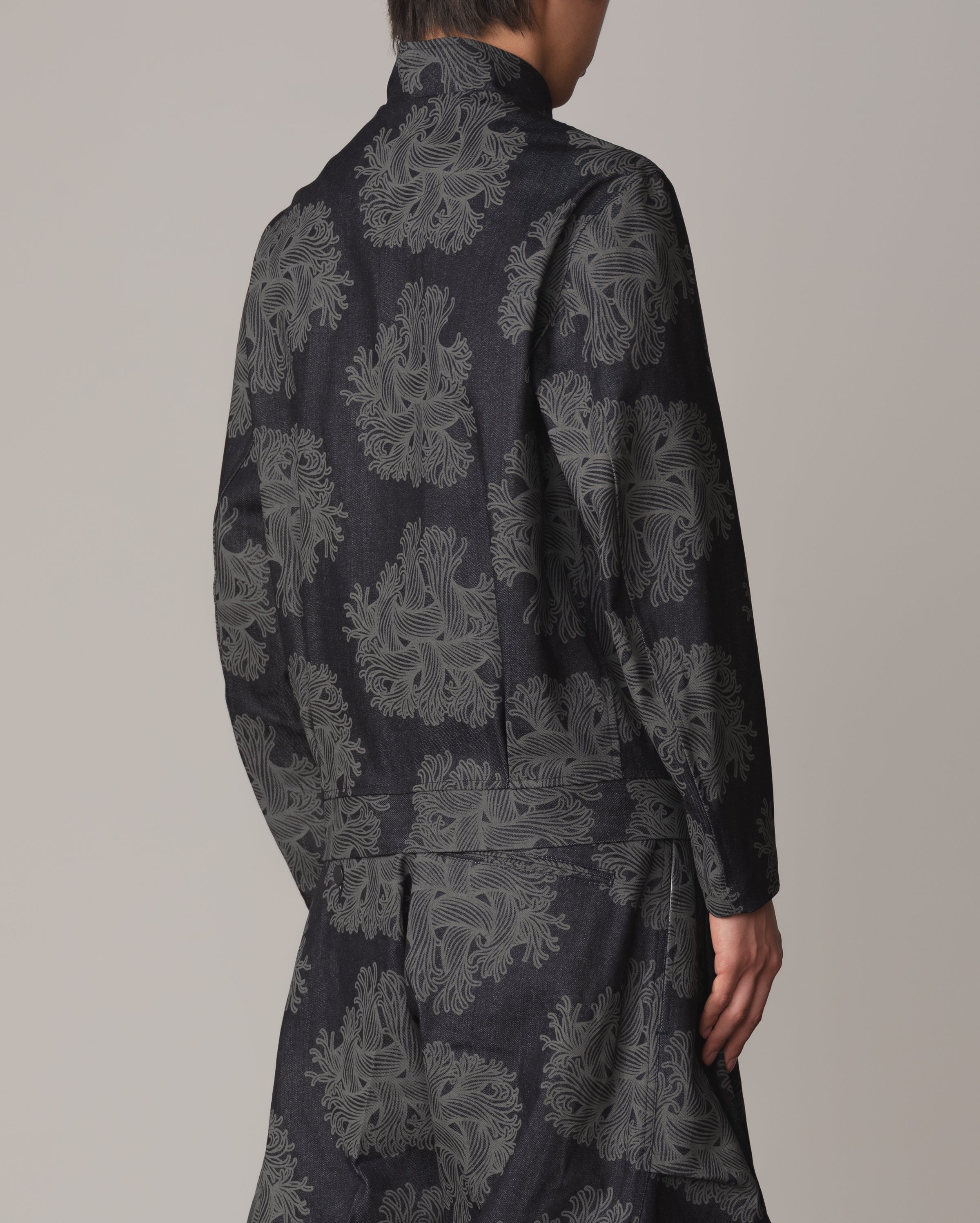 Jacket 3745B- Cotton100% Denim Print- Emb Rope- Indigo