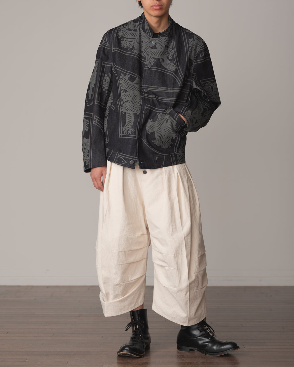 Jacket 3745B- Cotton100% Denim Print- 42S Pattern Rope- Indigo