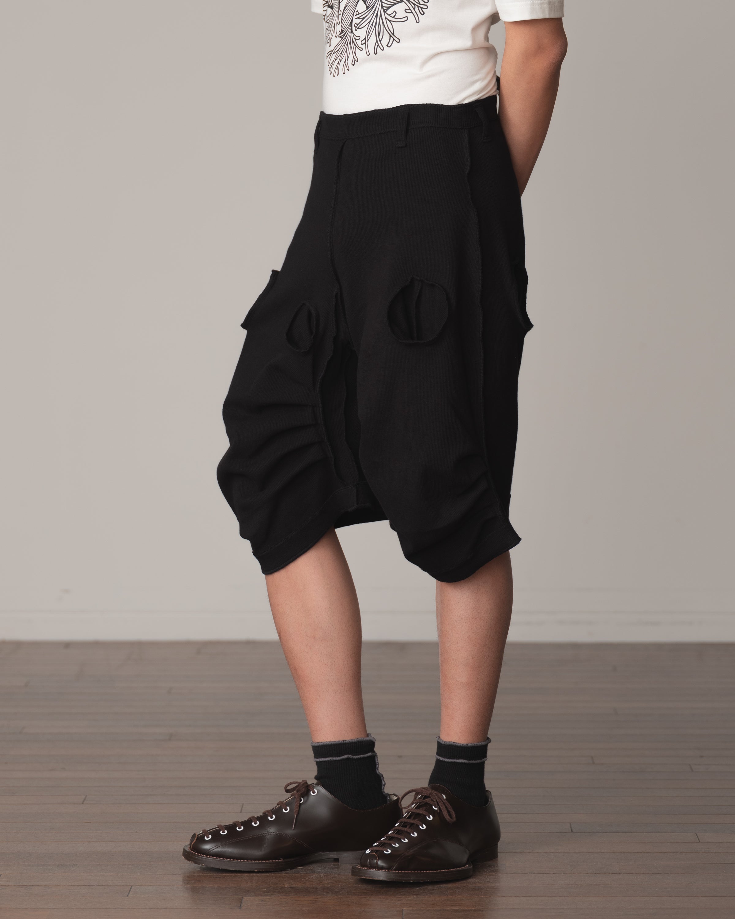 Christopher Nemeth ショートパンツ Trousers 104 Short- Cotton100% Span- Black Stitch- Black