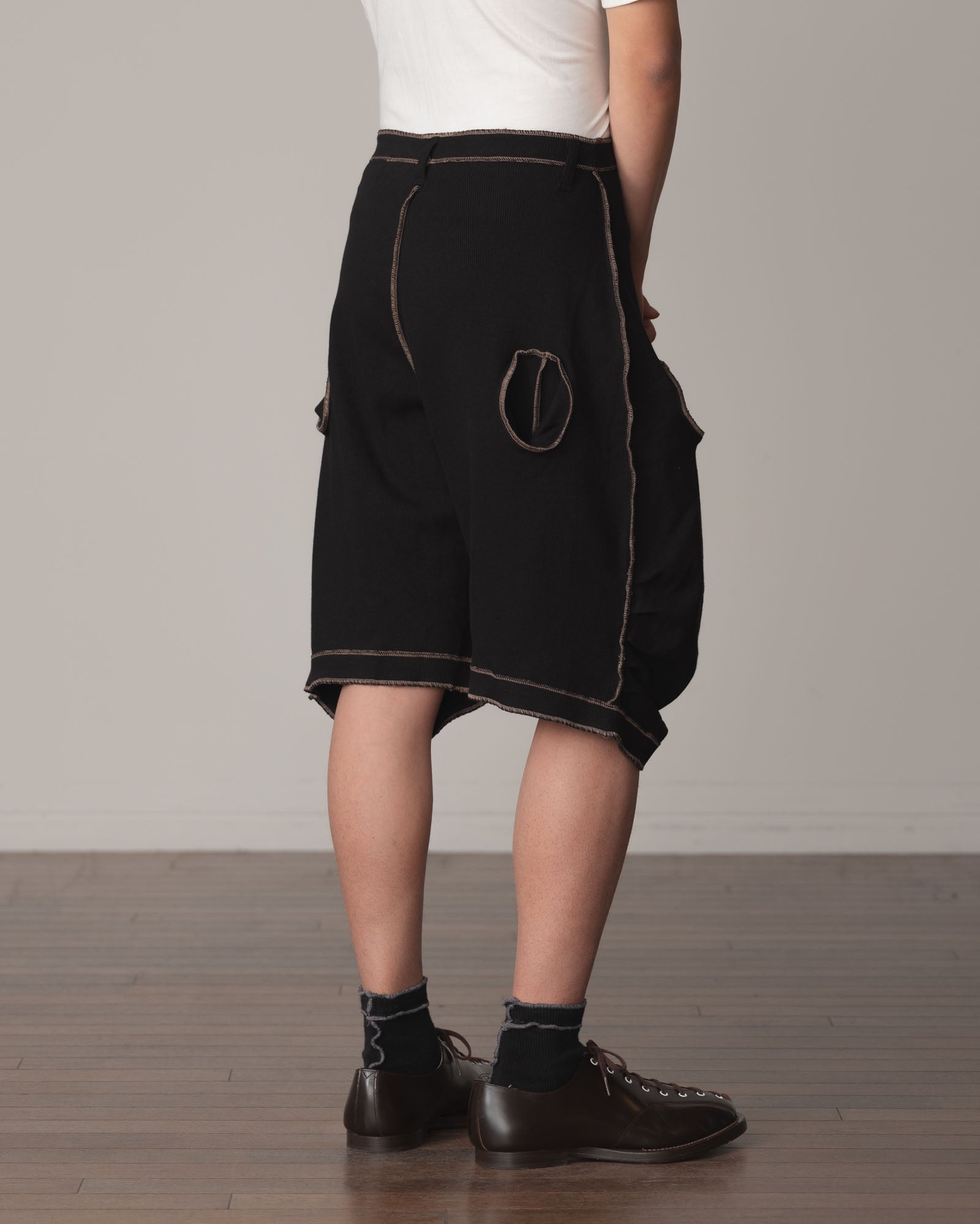 Trousers 104 Short- Cotton100% Span- Beige Stitch- Black