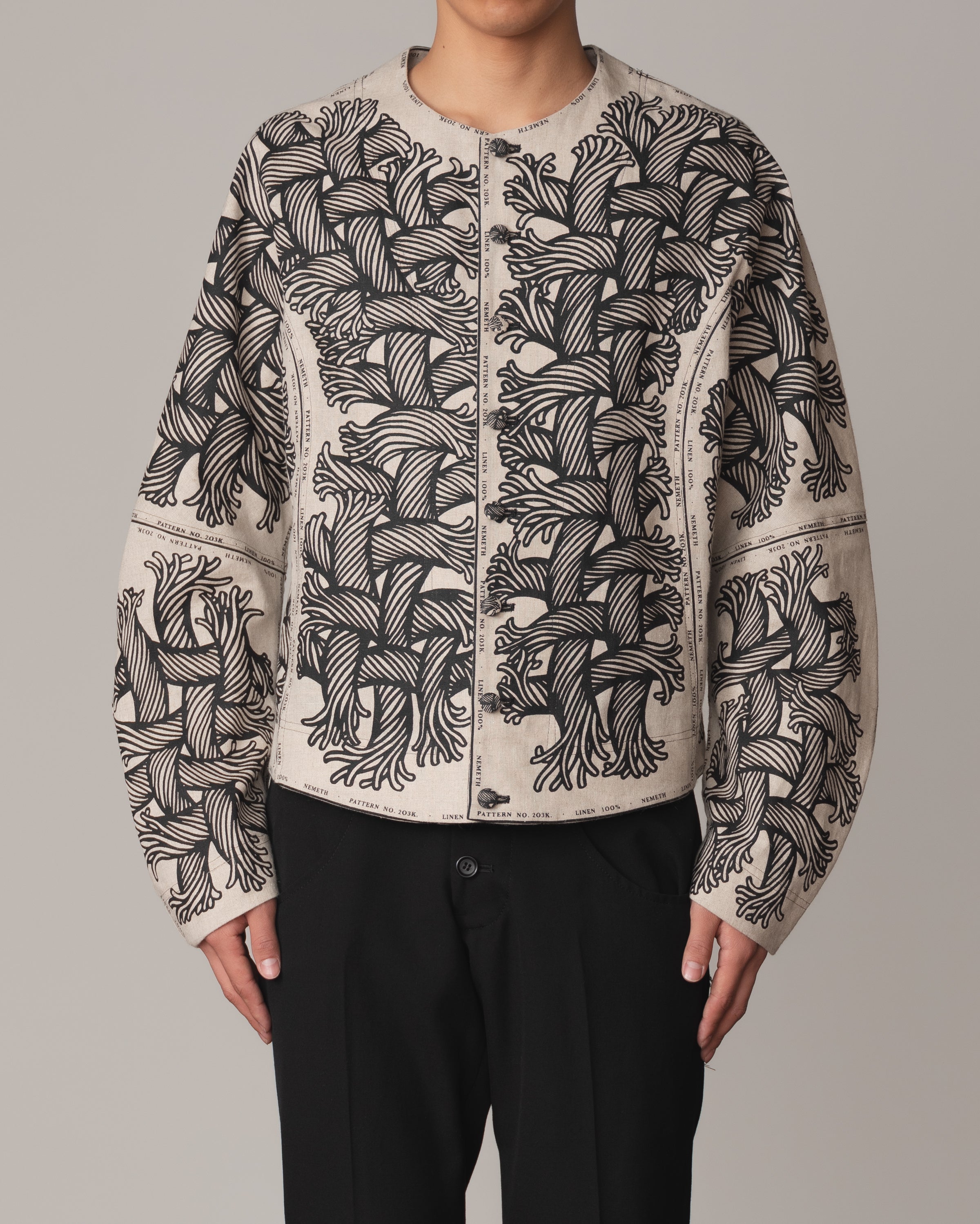 Jacket 203K- Linen100%- 203 Pattern Rope Print- Natural