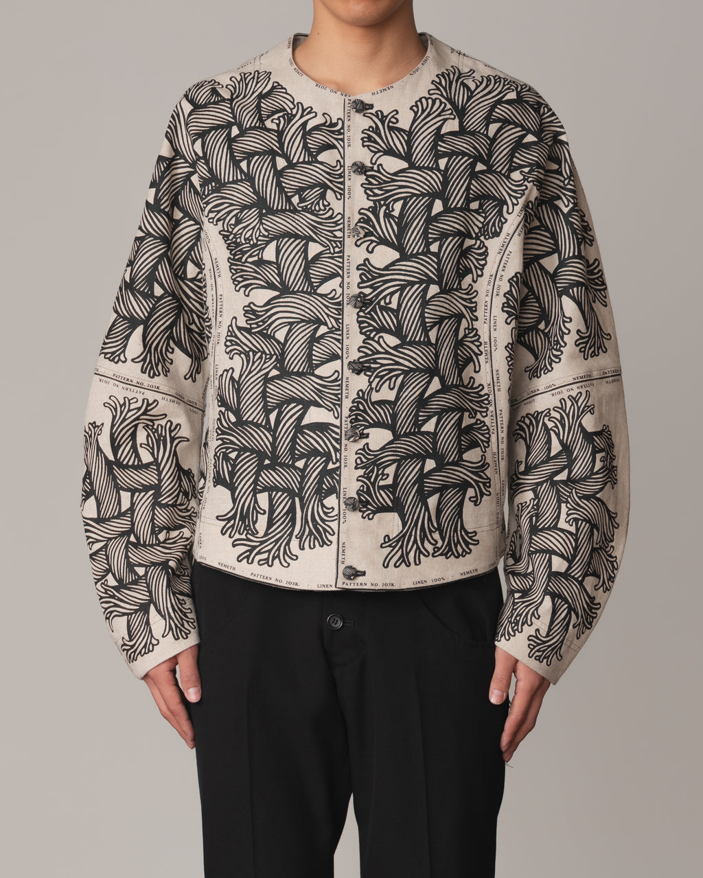Jacket 203K- Linen100%- 203 Pattern Rope Print- Natural