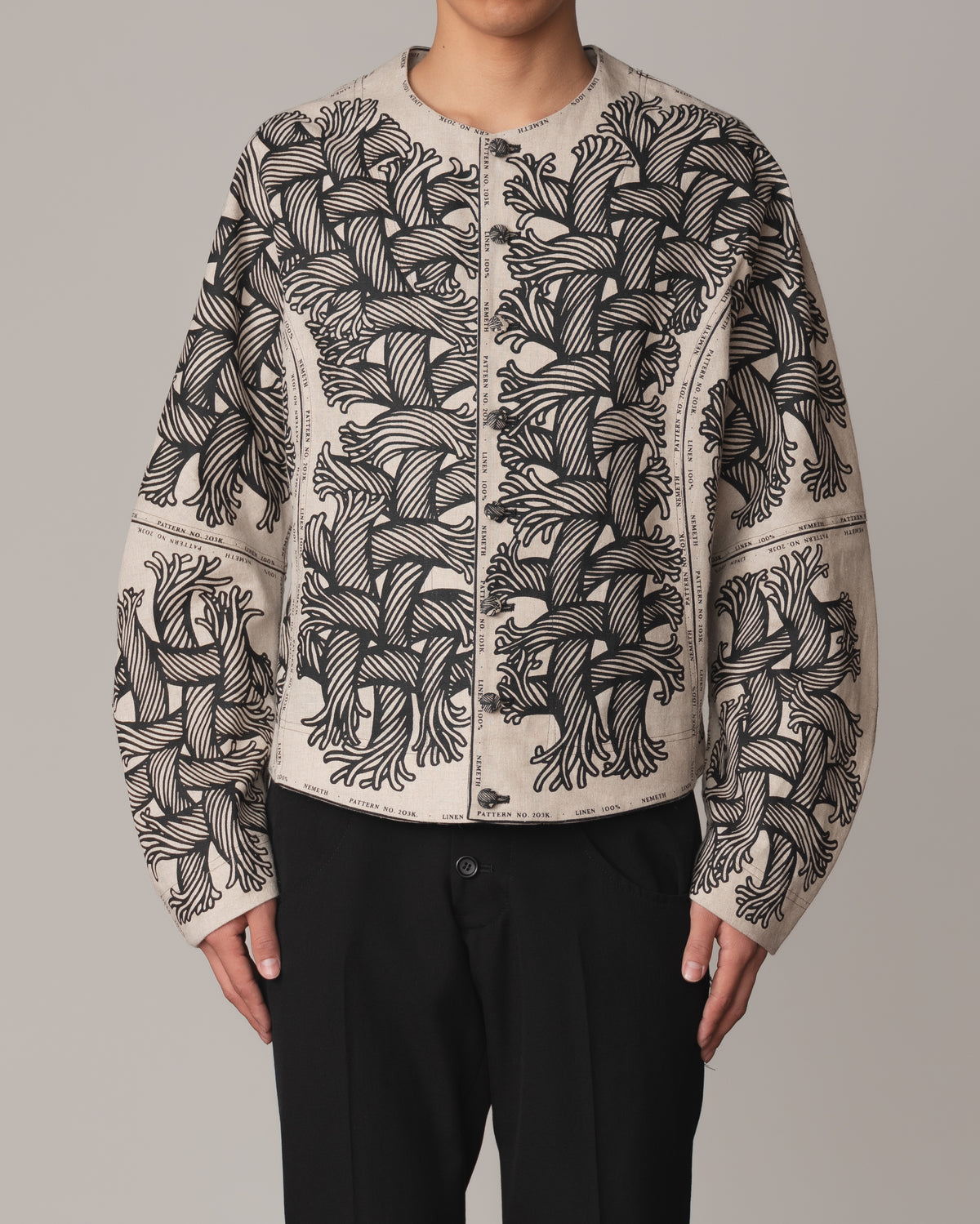 Jacket 203K- Linen100%- 203 Pattern Rope Print- Natural 
