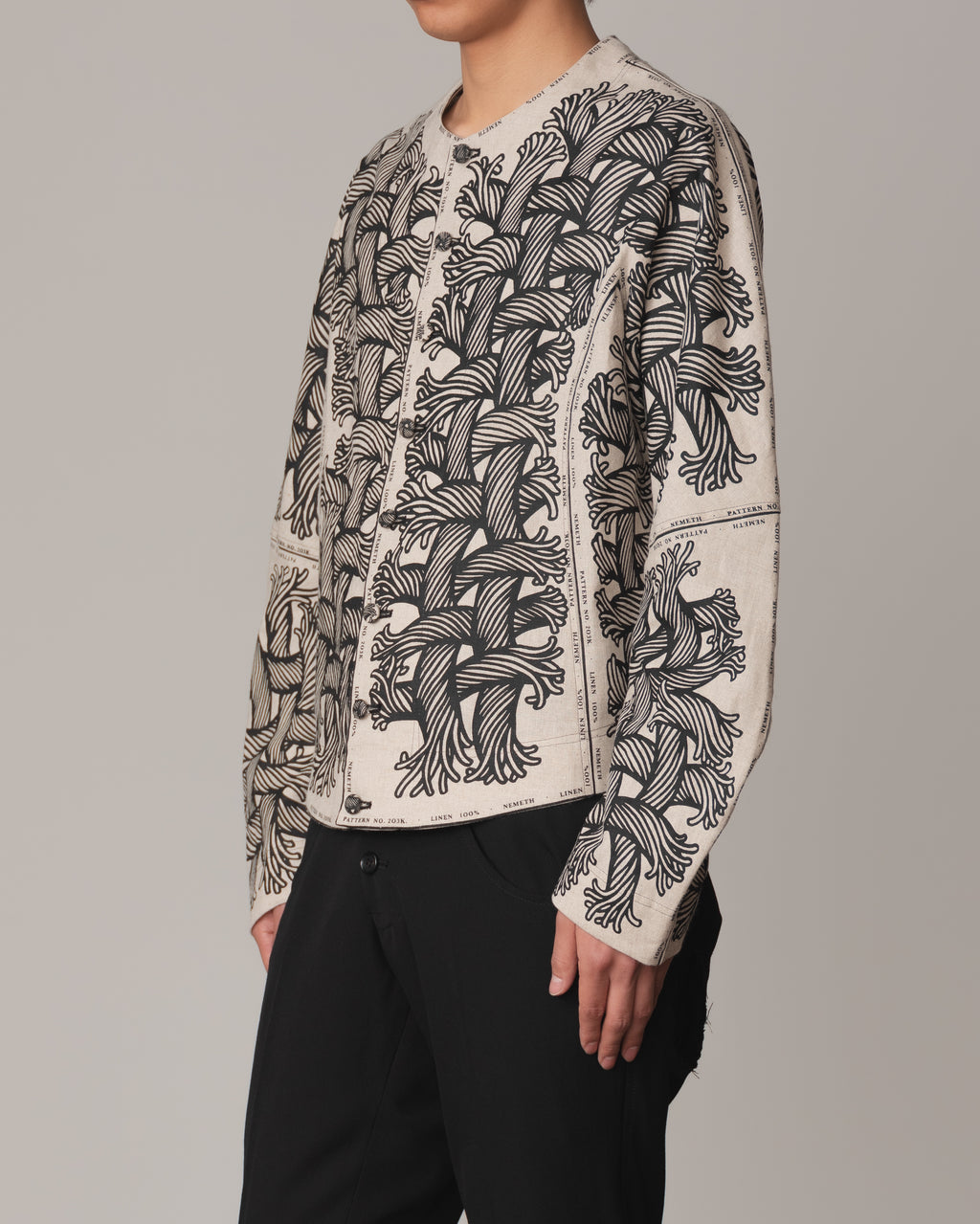 Jacket 203K- Linen100%- 203 Pattern Rope Print- Natural