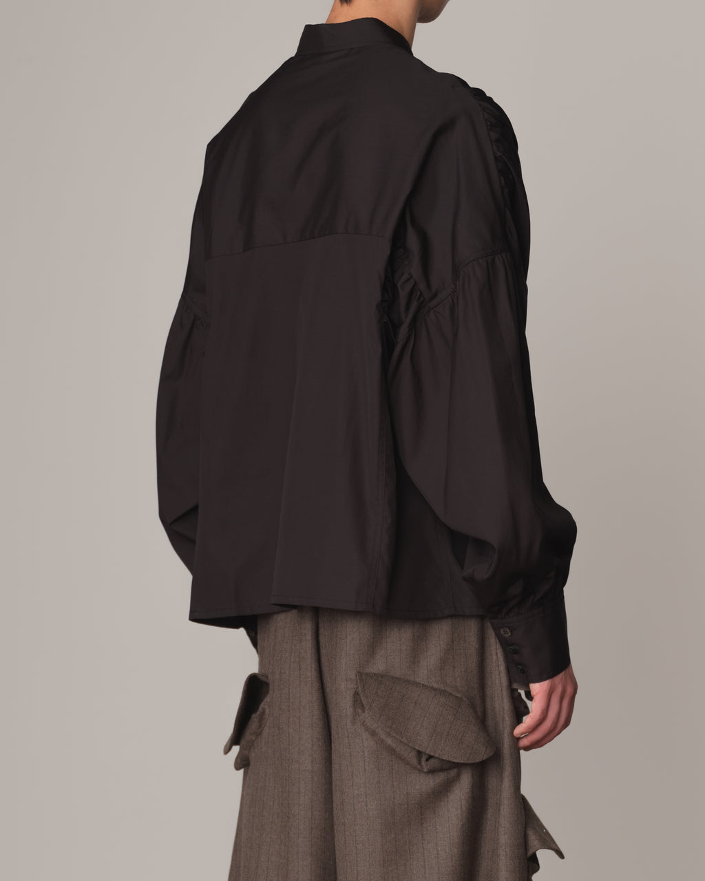 Shirt 87C Collar- Cotton100% Broad- 3 Layer Gather Stitch- Black