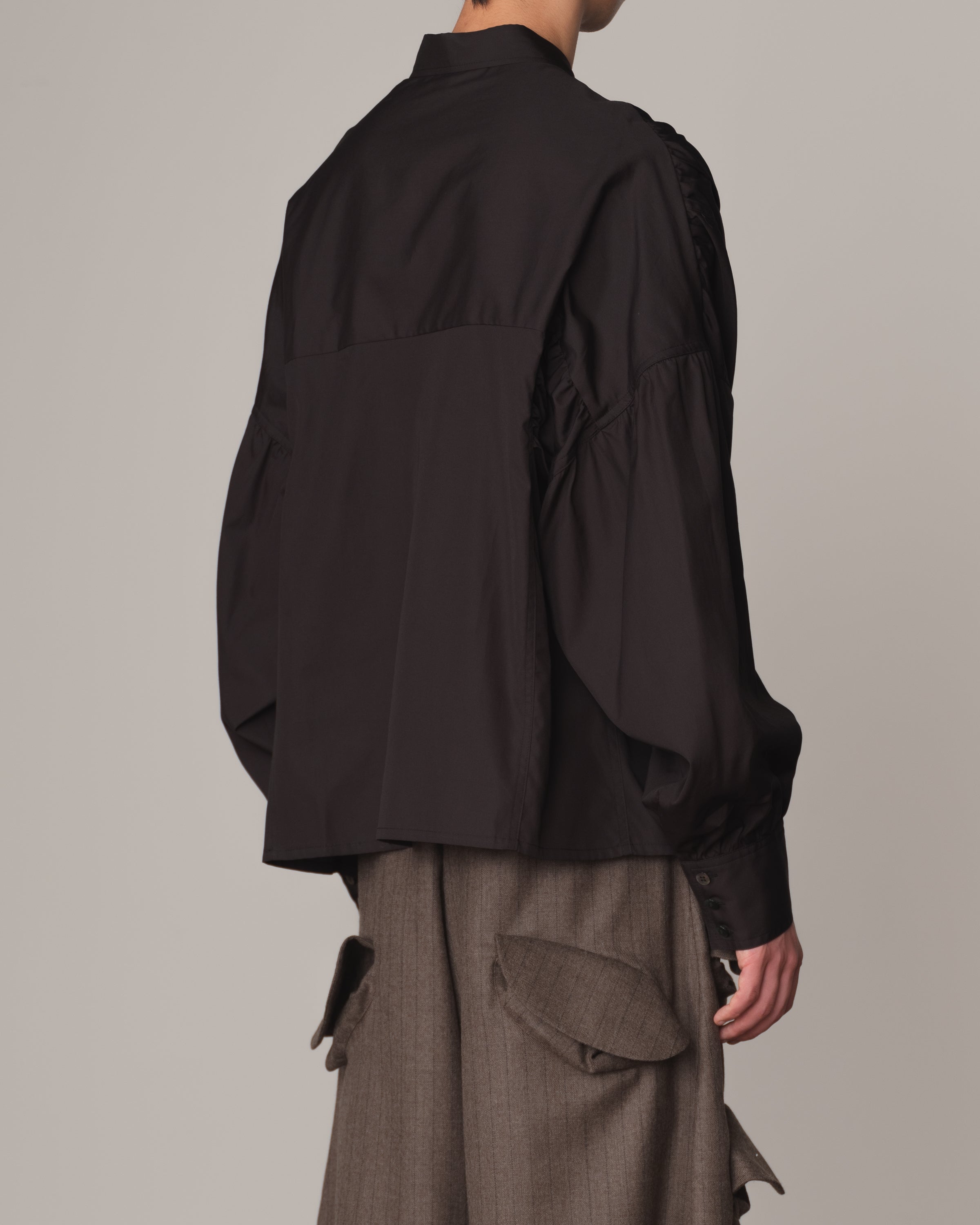 Shirt 87C Collar- Cotton100% Broad- 3 Layer Gather Stitch- Black