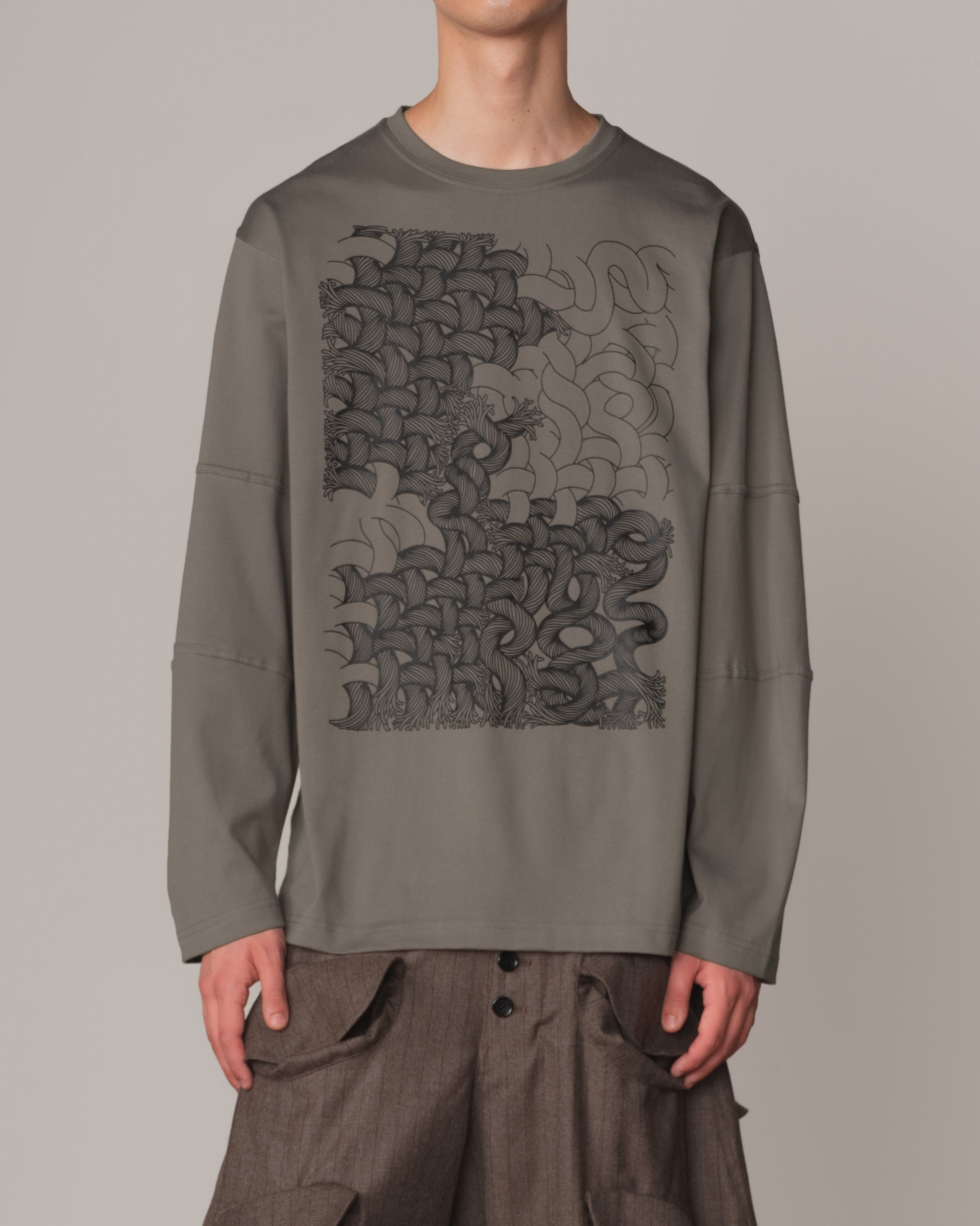 Tshirt 108- Cotton100% Jersey- Twist Rope Print- Grey