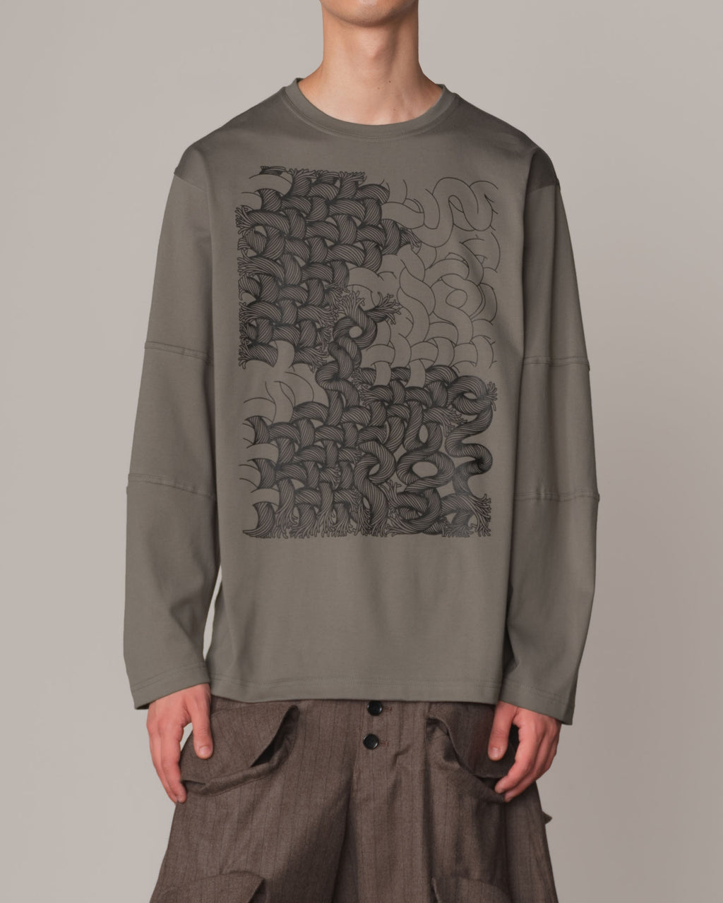 Tshirt 108- Cotton100% Jersey- Twist Rope Print- Grey