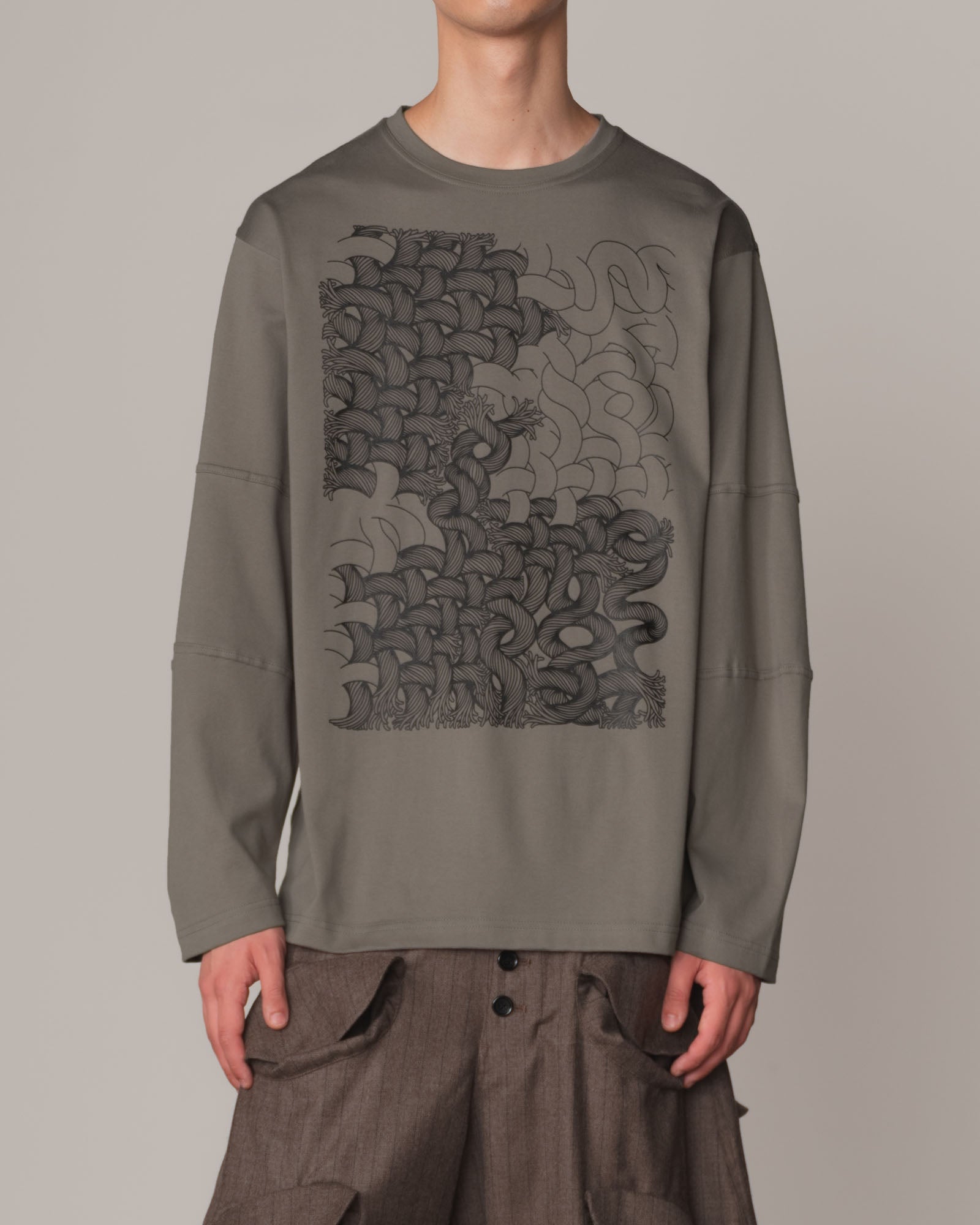 Tshirt 108- Cotton100% Jersey- Twist Rope Print- Grey