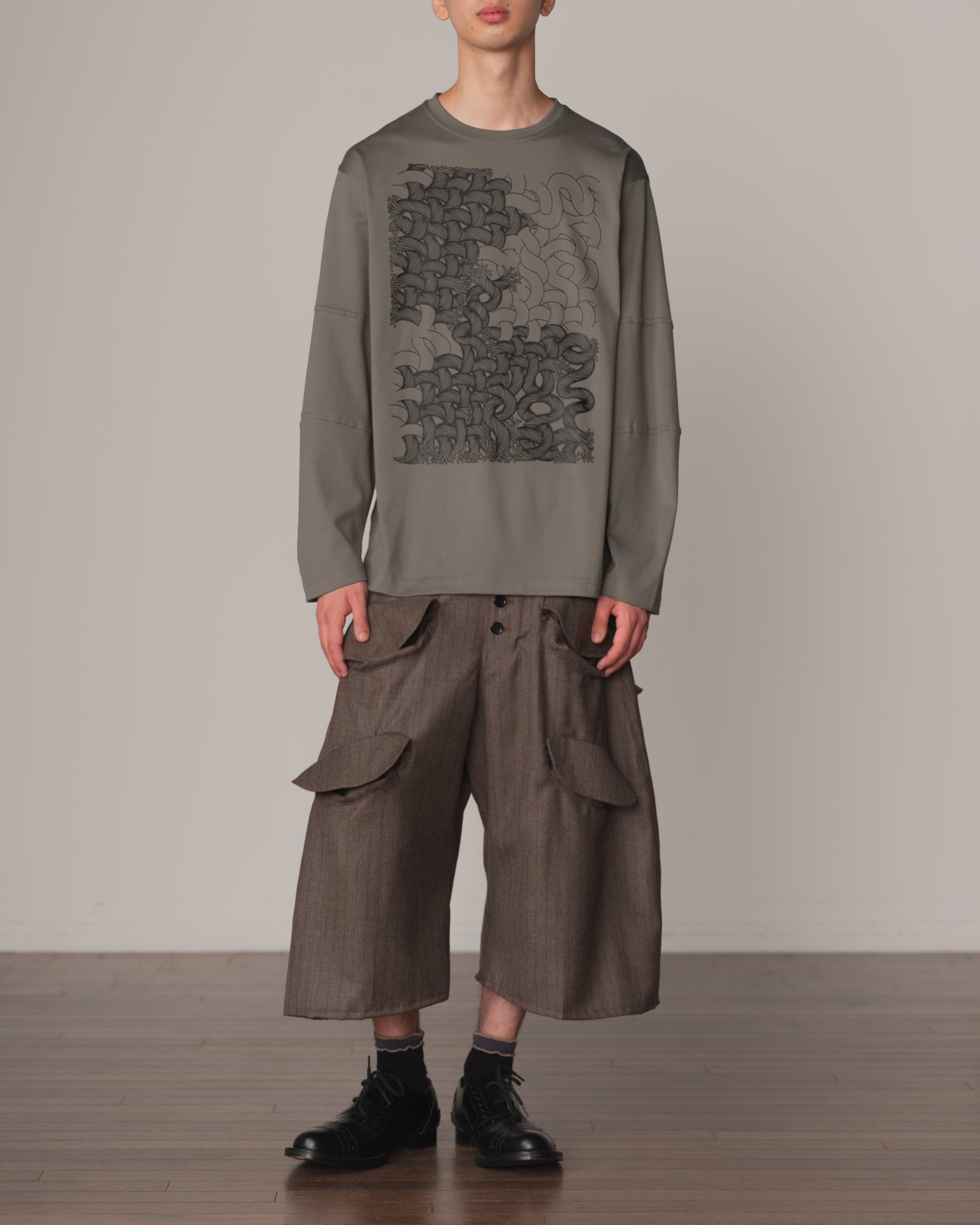 Tshirt 108- Cotton100% Jersey- Twist Rope Print- Grey