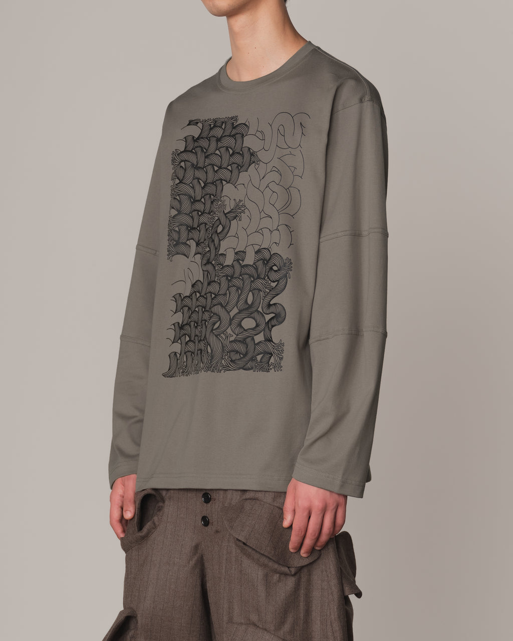 Tshirt 108- Cotton100% Jersey- Twist Rope Print- Grey