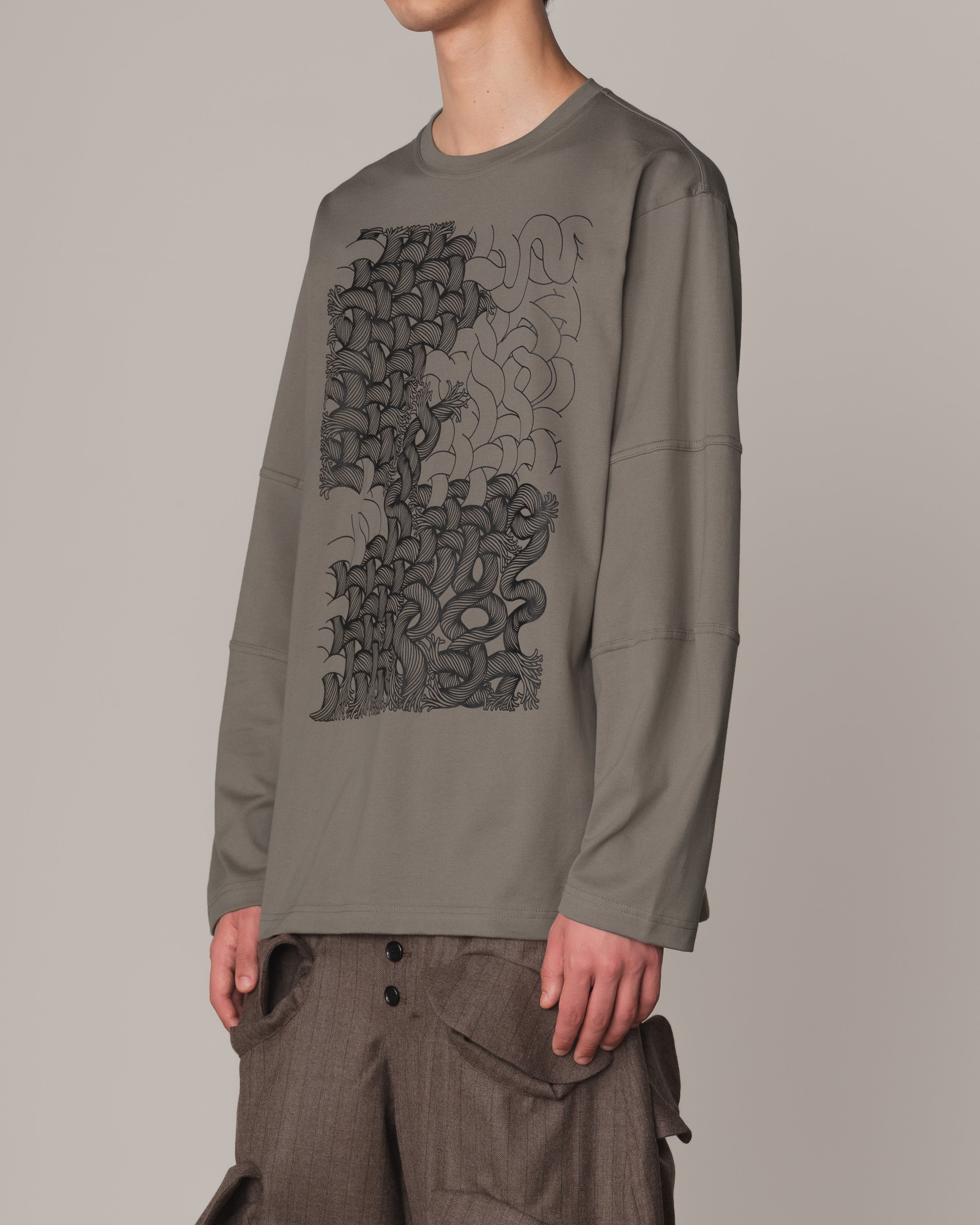 Tshirt 108- Cotton100% Jersey- Twist Rope Print- Grey