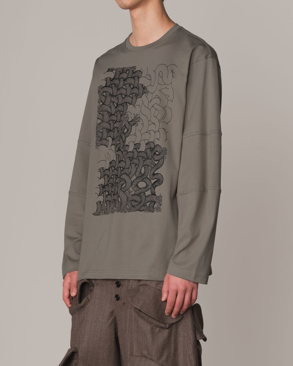 Tshirt 108- Cotton100% Jersey- Twist Rope Print- Grey