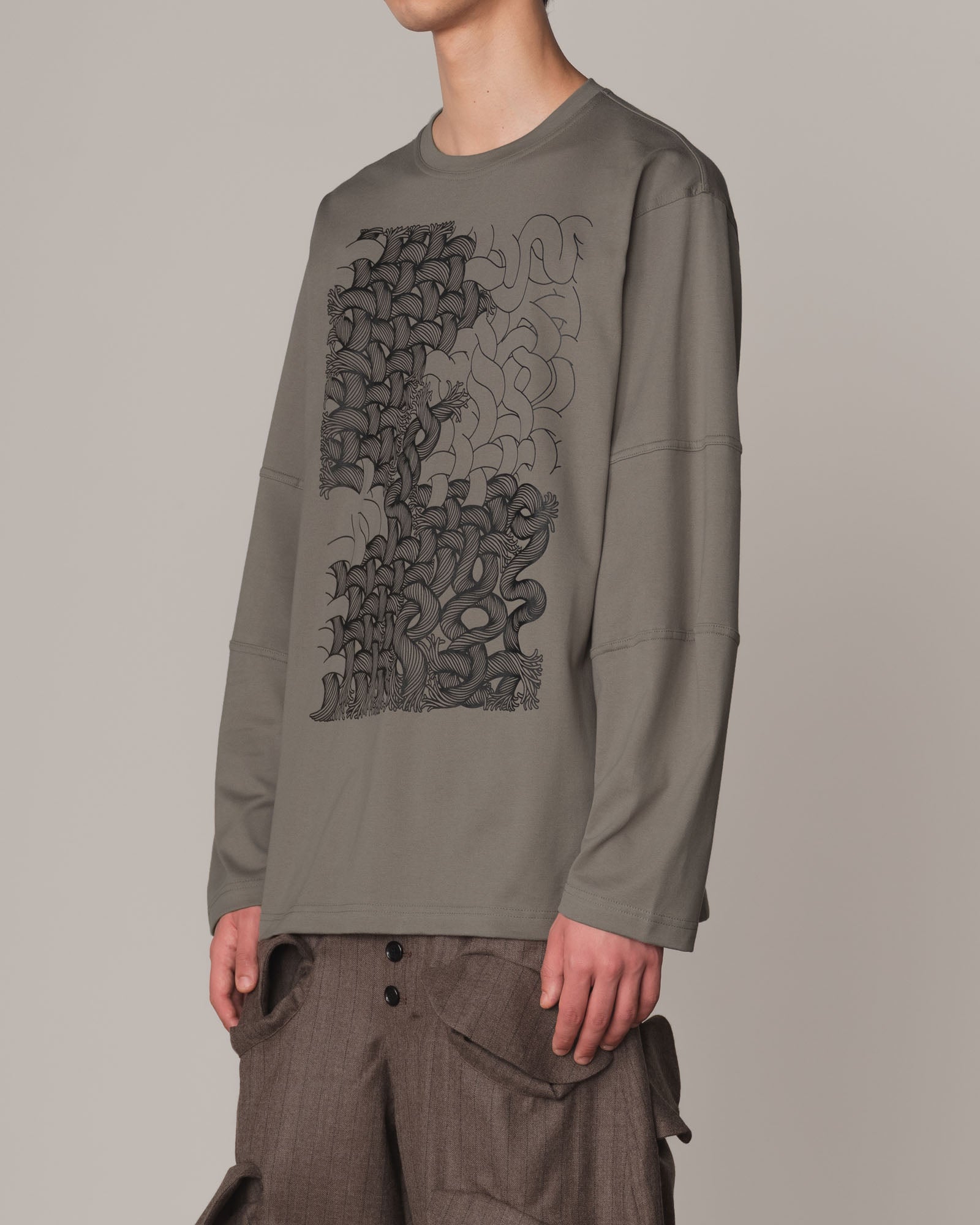 Tshirt 108- Cotton100% Jersey- Twist Rope Print- Grey