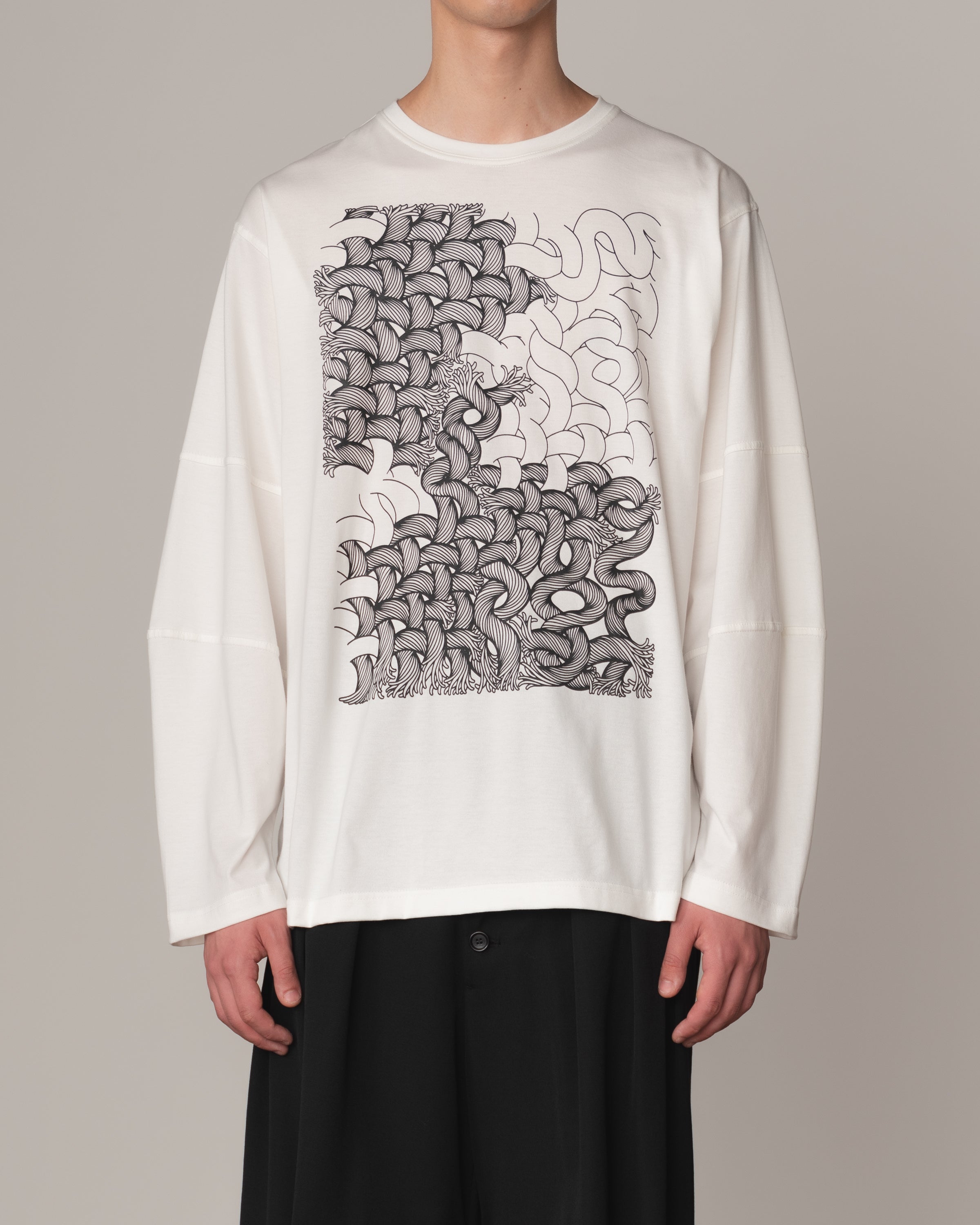 Tshirt 108- Cotton100% Jersey- Twist Rope Print- White