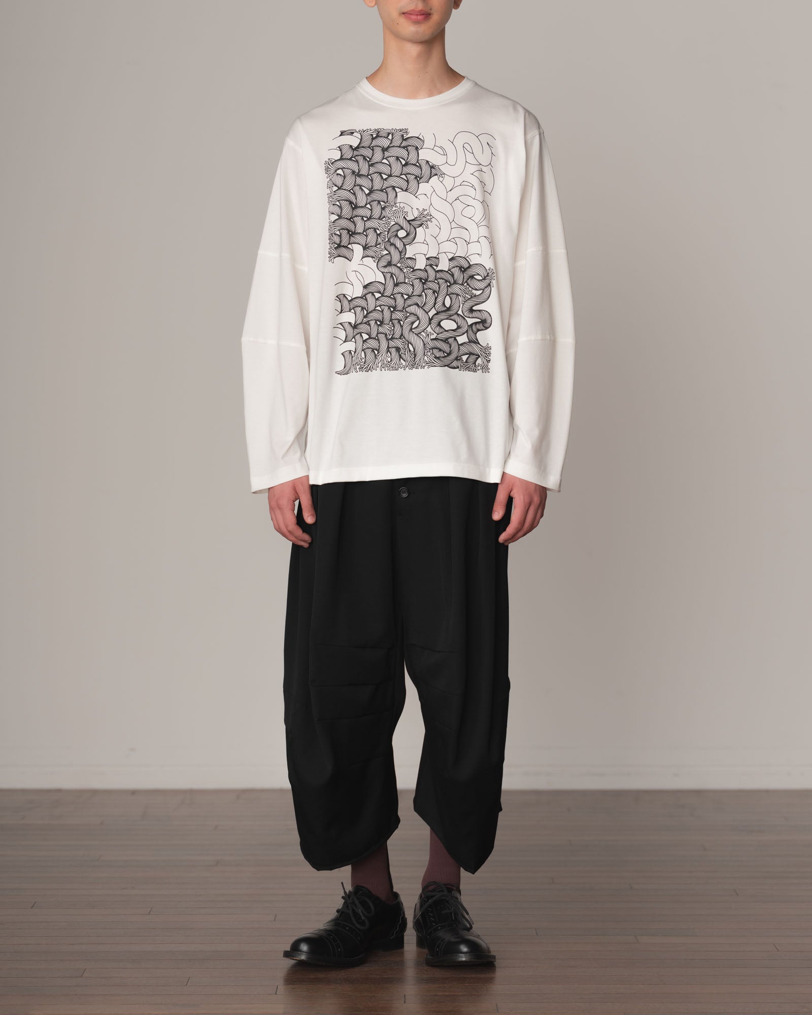 Tshirt 108- Cotton100% Jersey- Twist Rope Print- White