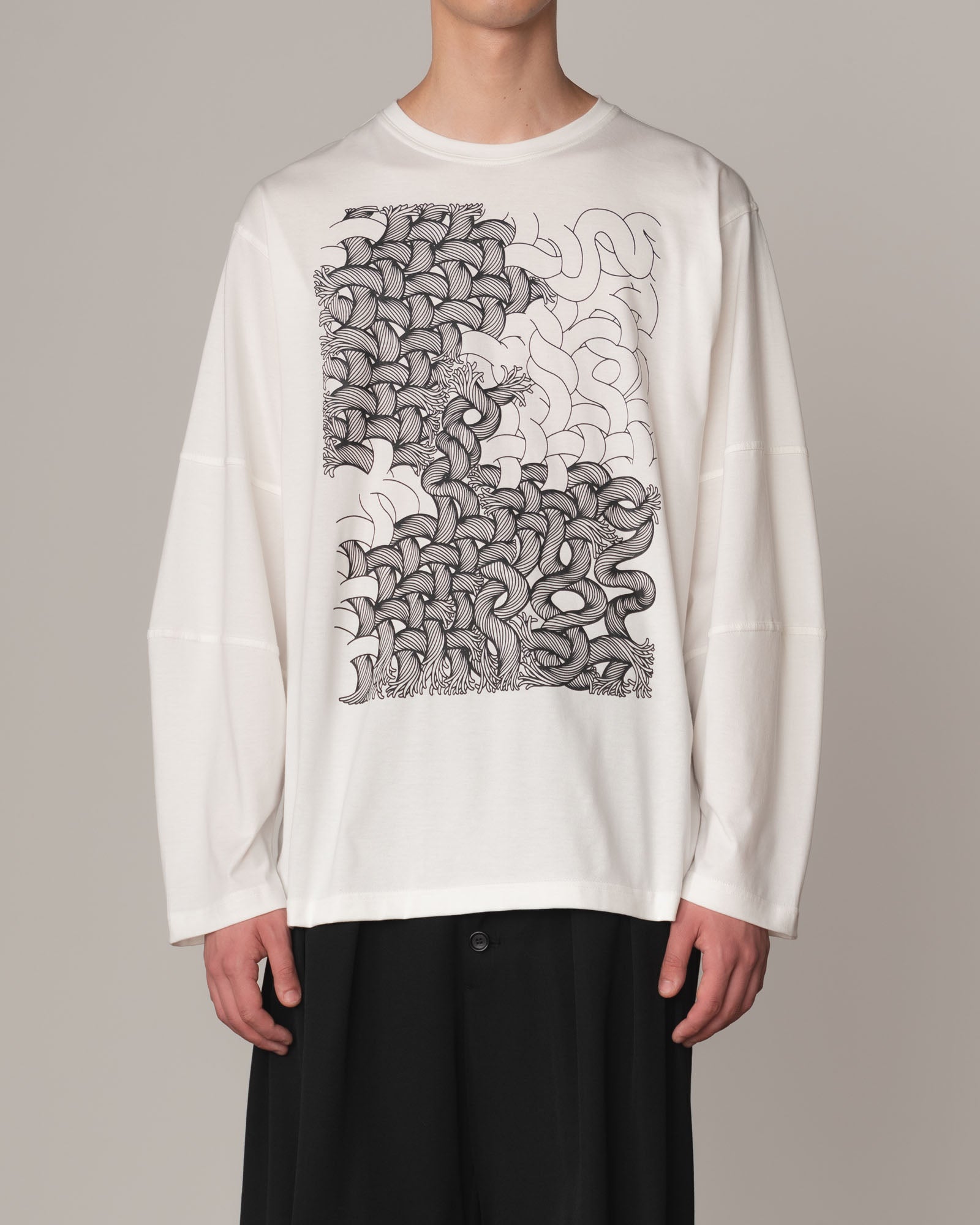 Tshirt 108- Cotton100% Jersey- Twist Rope Print- White