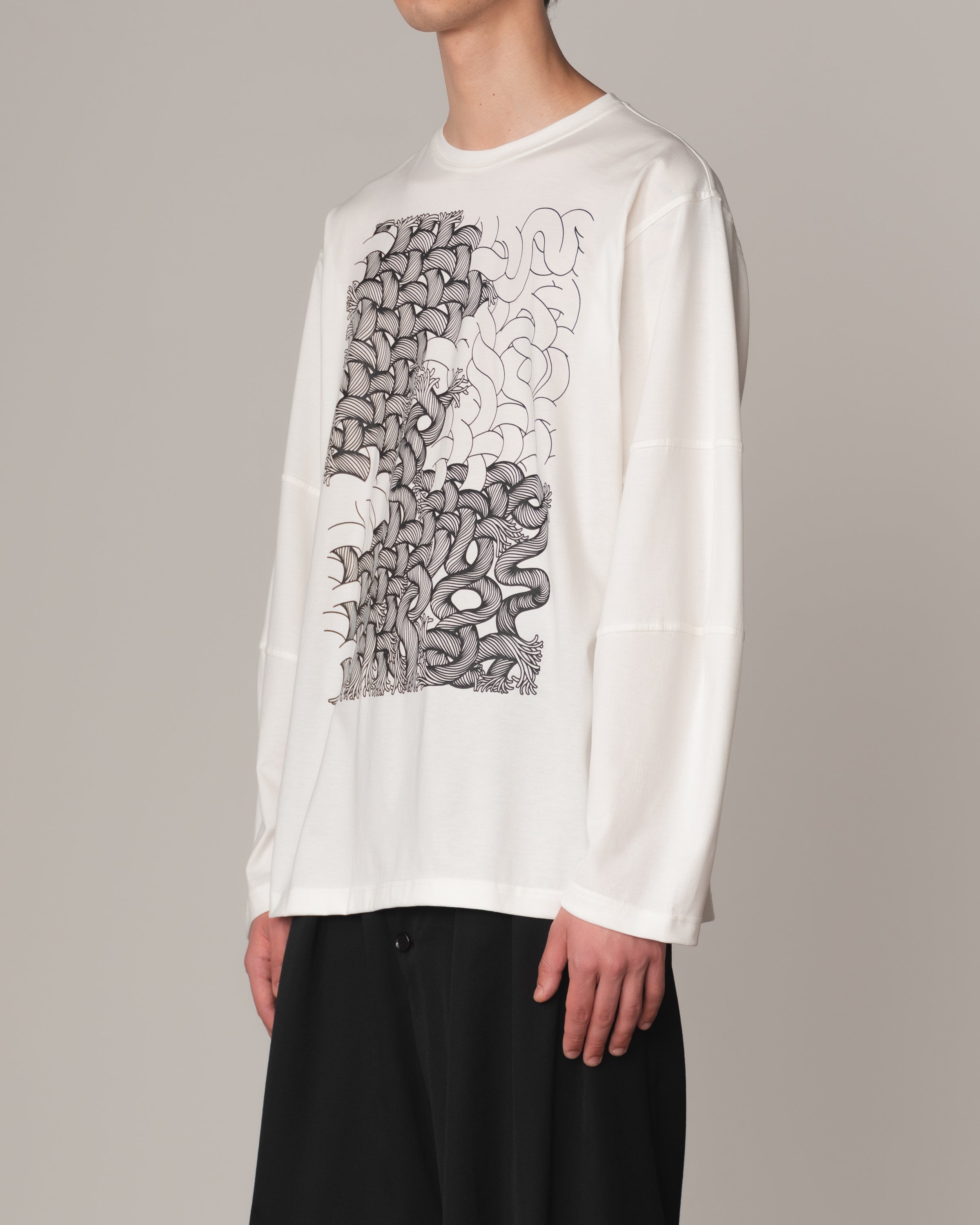 Tshirt 108- Cotton100% Jersey- Twist Rope Print- White