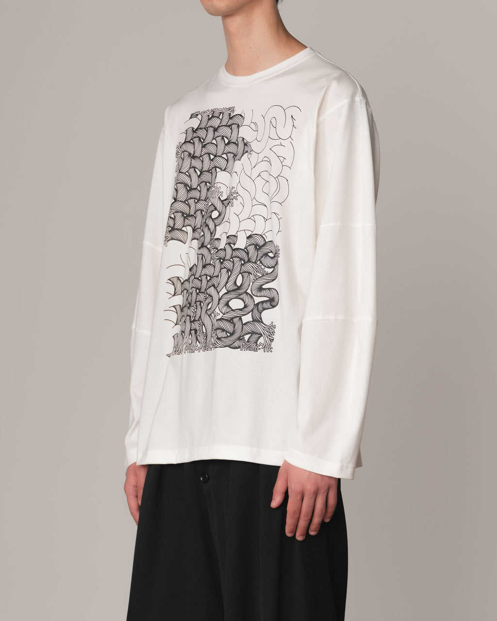 Tshirt 108- Cotton100% Jersey- Twist Rope Print- White