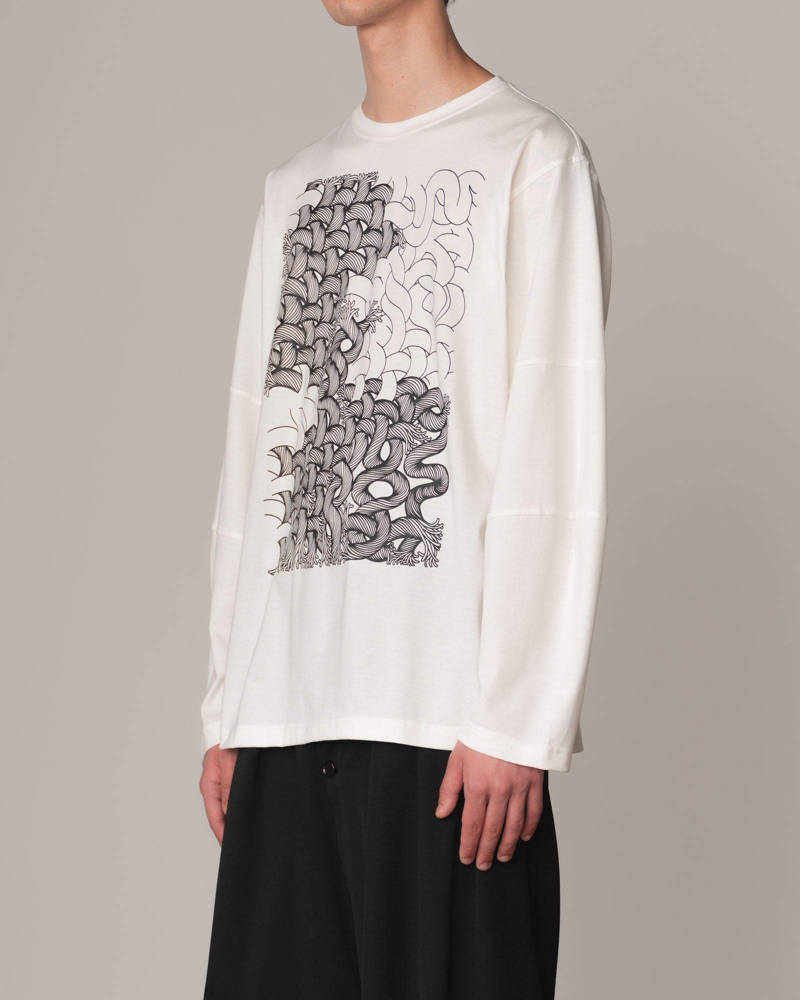 Tshirt 108- Cotton100% Jersey- Twist Rope Print- White