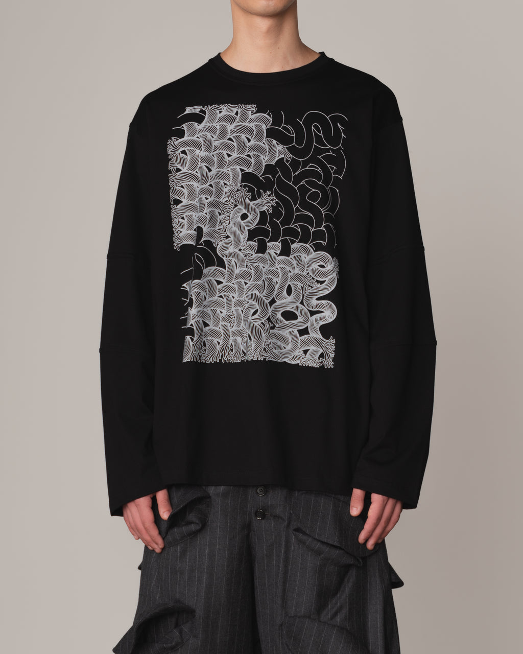 Tshirt 108- Cotton100% Jersey- Twist Rope Print- Black